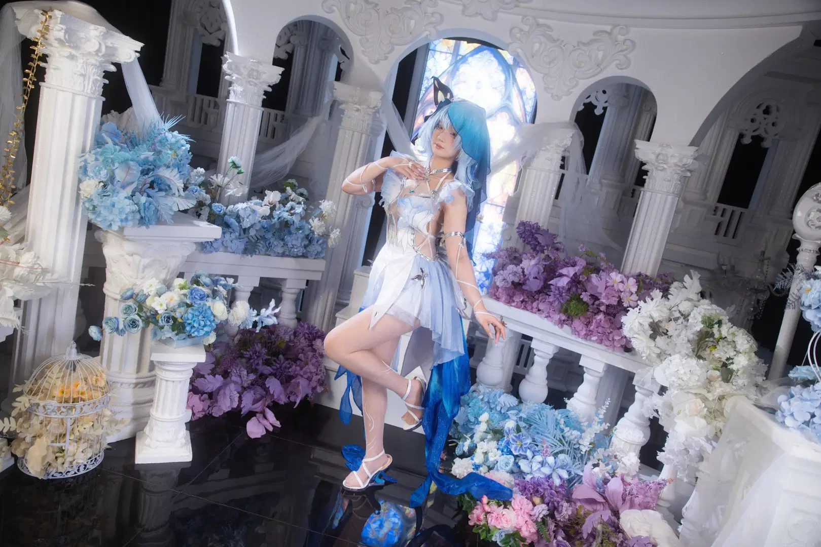 鸣潮, 守岸人cos, 二次元cosplay, 白丝cos, 奇幻风cos