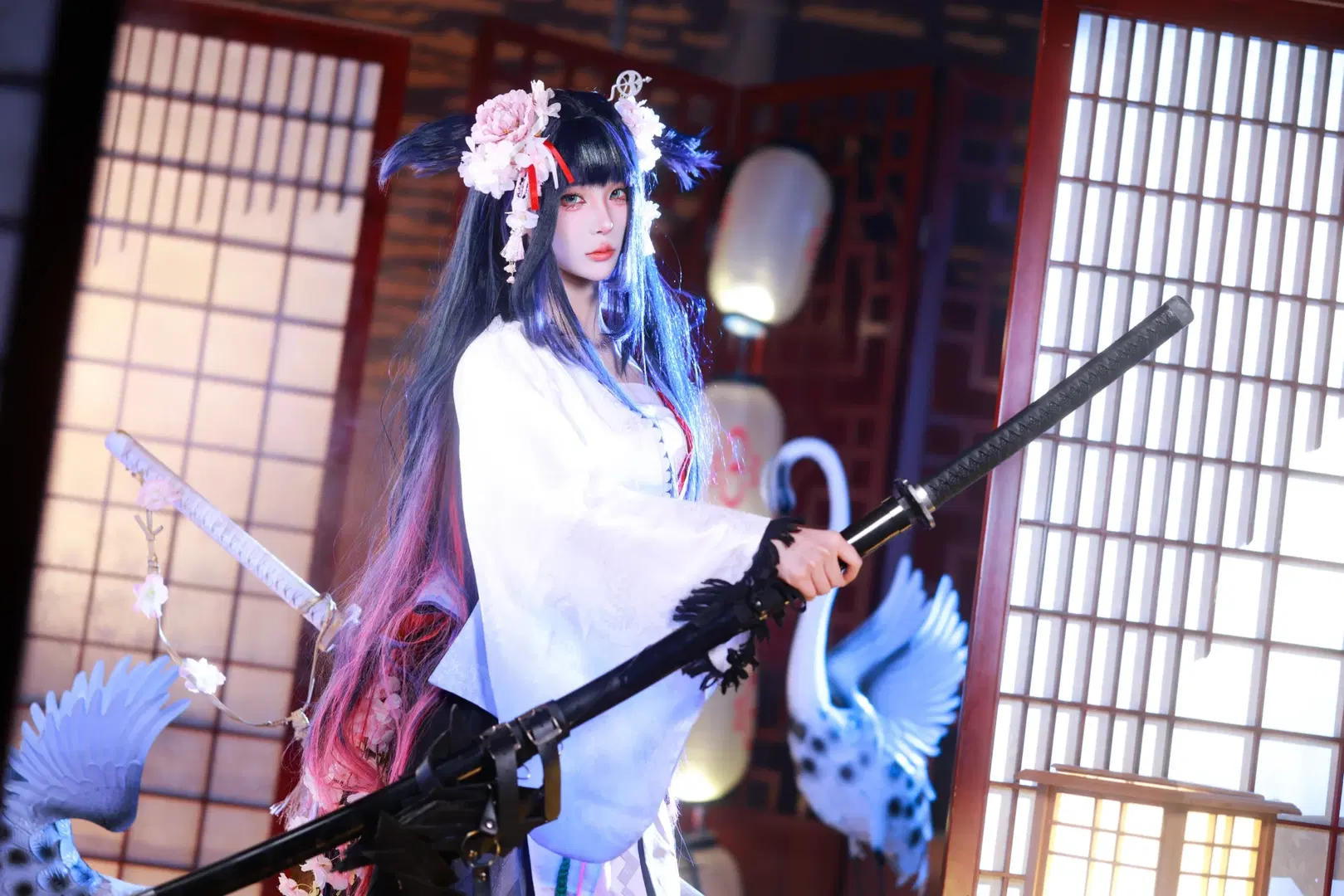 [Mio cosplay] Arknights Japanese-style Dual-Blade Styling with Cold and Aloof Atmospheric Cosplay photoshoot by 小羊不困（无限限流版，求关注求点赞） - Image 7