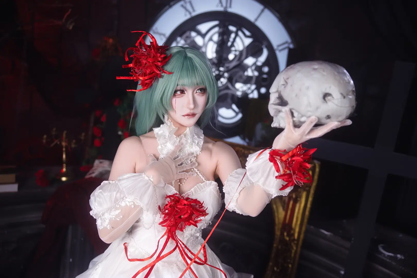 [Phrolova cosplay] Wuthering Waves Dark Gothic style: A classical movement woven in crimson, white, and black by 小羊不困（无限限流版，求关注求点赞） - Image 5