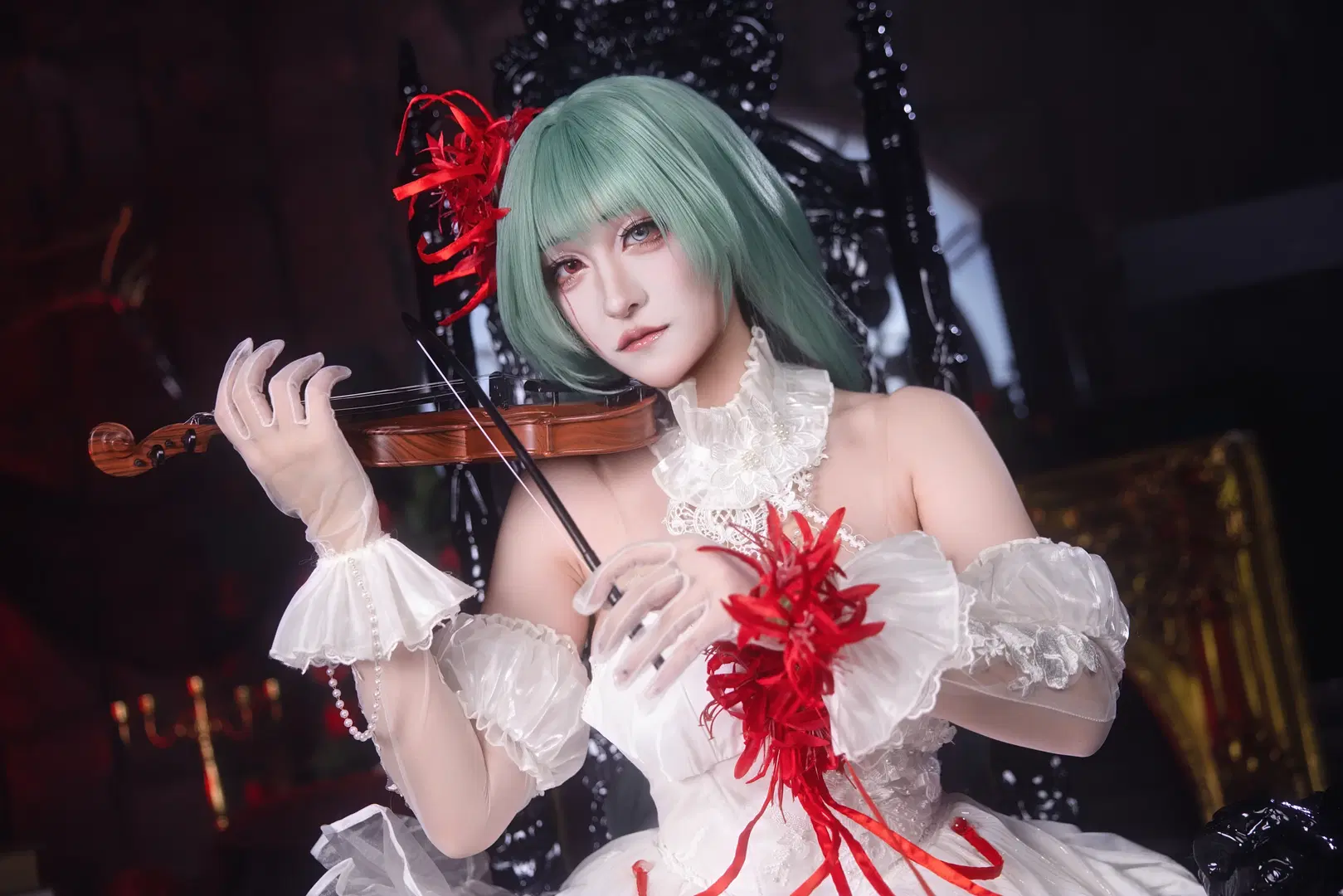 [Phrolova cosplay] Wuthering Waves Dark Gothic style: A classical movement woven in crimson, white, and black by 小羊不困（无限限流版，求关注求点赞） - Image 8