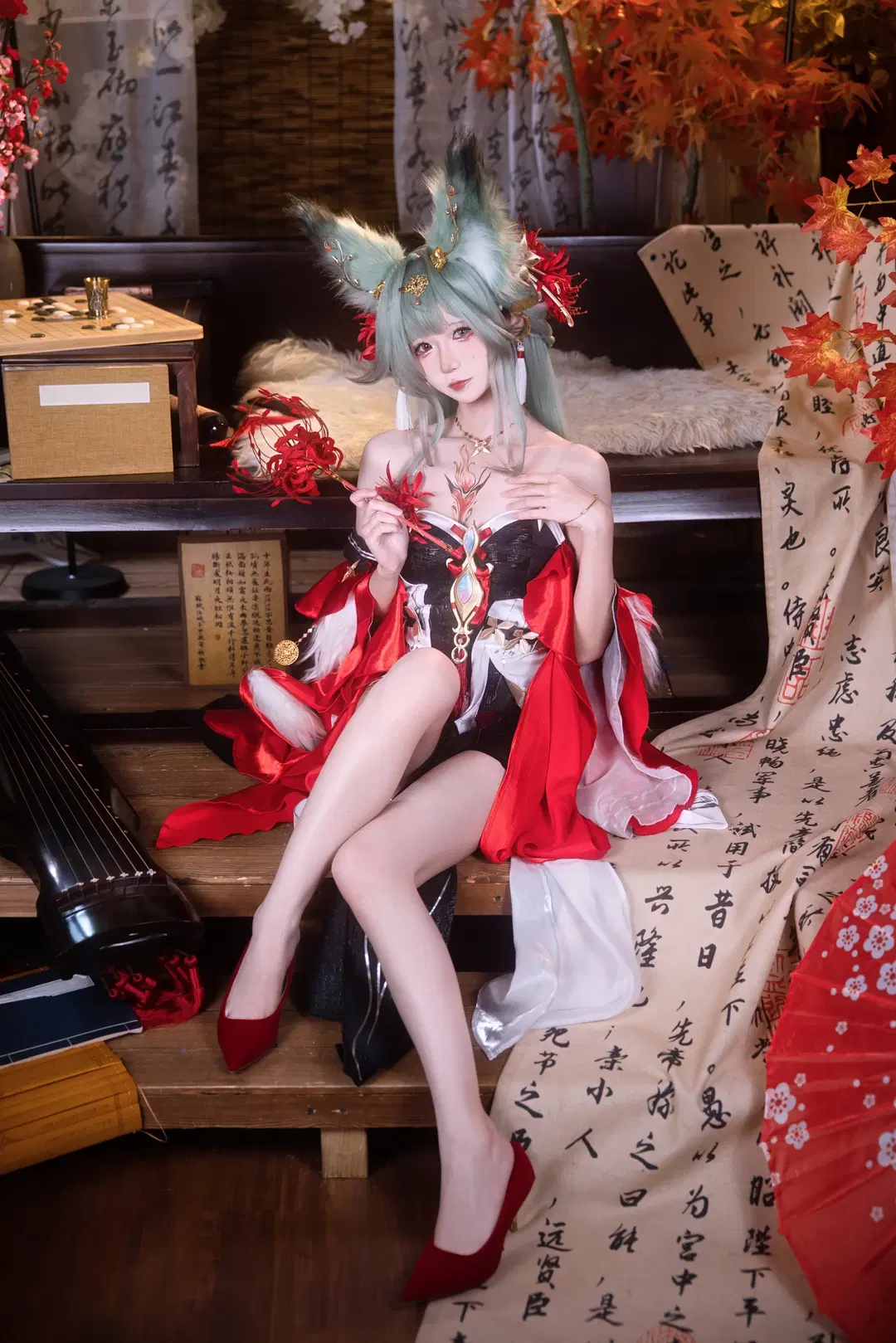 【フローヴァ コスプレ】『鳴潮』シンゲツコ（心月狐）の装い、赤と黒が織りなす国風の情緒美 - 小羊不困（无限限流版，求关注求点赞） - 3枚目