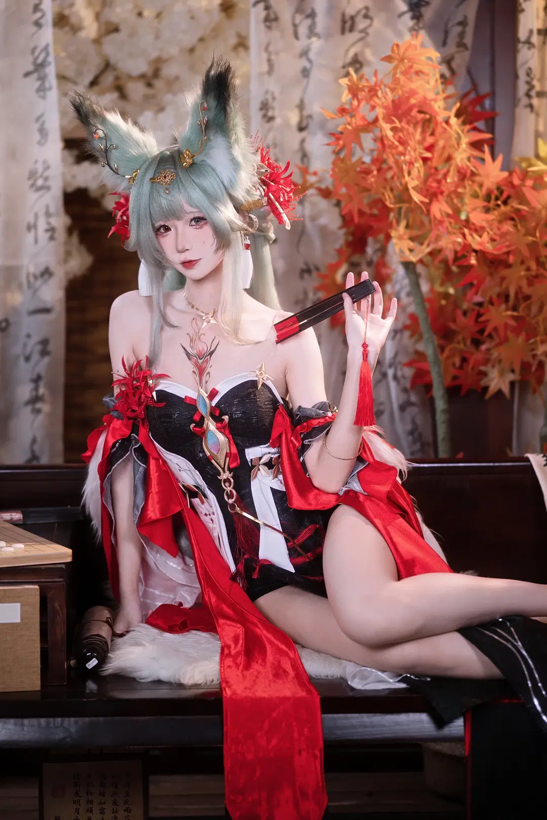 【フローヴァ コスプレ】『鳴潮』シンゲツコ（心月狐）の装い、赤と黒が織りなす国風の情緒美 - 小羊不困（无限限流版，求关注求点赞） - 4枚目