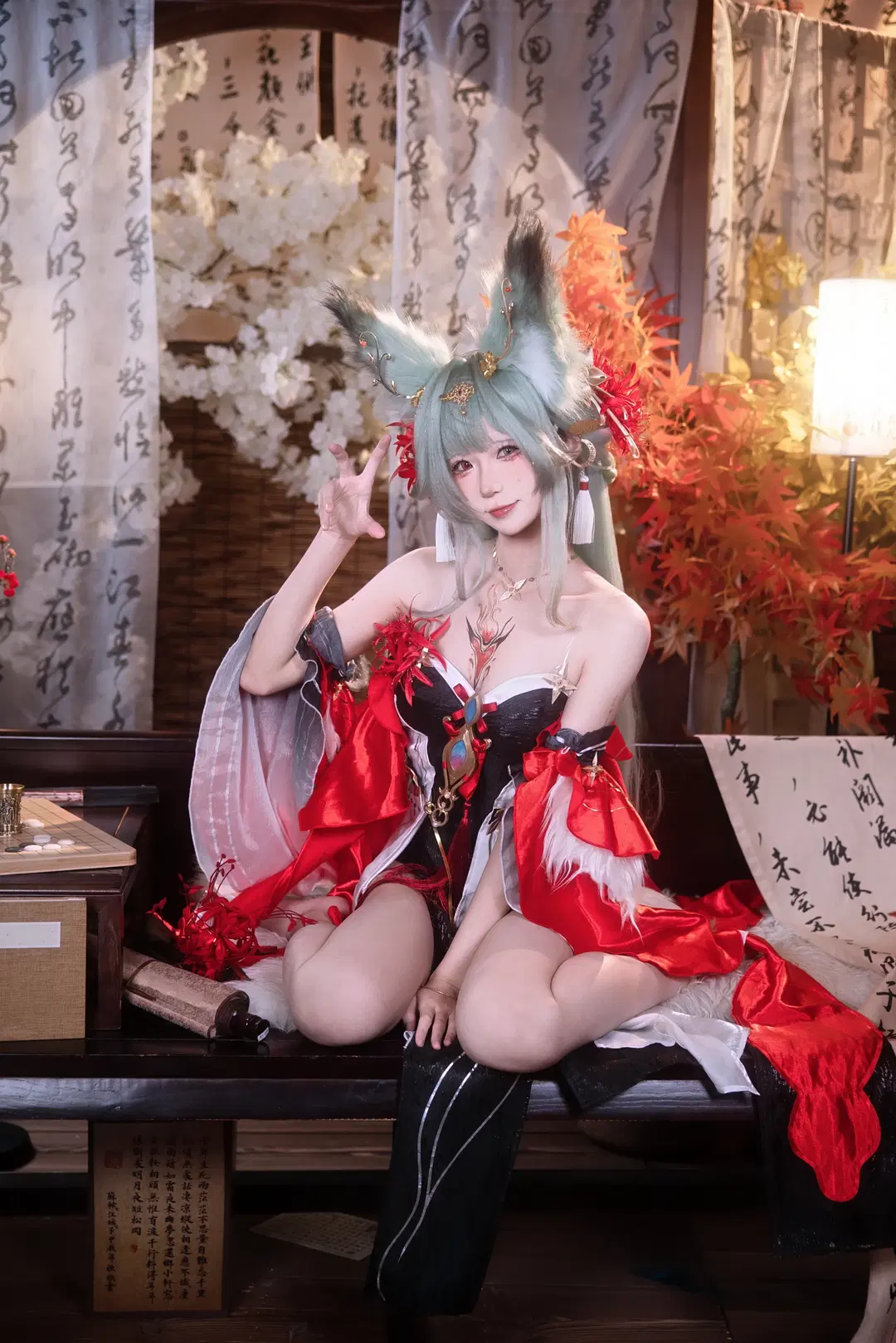 【フローヴァ コスプレ】『鳴潮』シンゲツコ（心月狐）の装い、赤と黒が織りなす国風の情緒美 - 小羊不困（无限限流版，求关注求点赞） - 5枚目