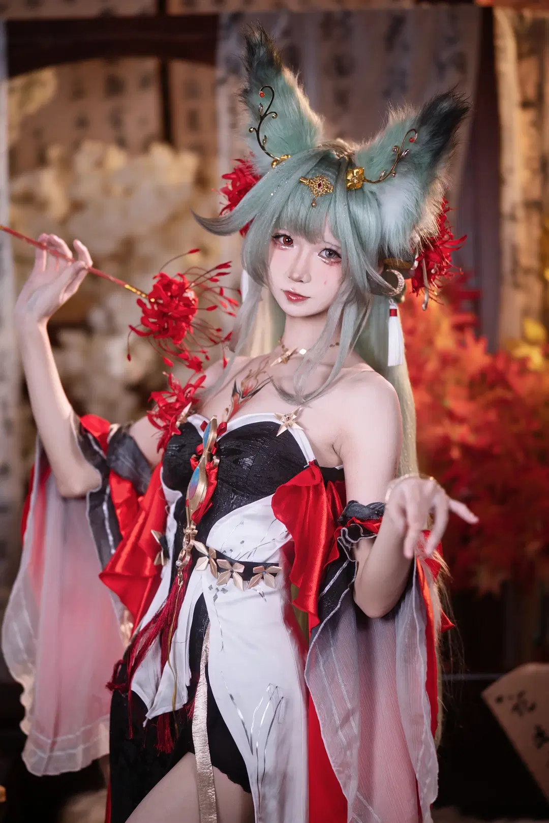 【フローヴァ コスプレ】『鳴潮』シンゲツコ（心月狐）の装い、赤と黒が織りなす国風の情緒美 - 小羊不困（无限限流版，求关注求点赞） - 7枚目