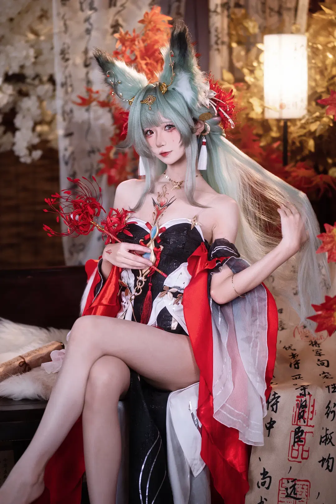 【フローヴァ コスプレ】『鳴潮』シンゲツコ（心月狐）の装い、赤と黒が織りなす国風の情緒美 - 小羊不困（无限限流版，求关注求点赞） - 8枚目
