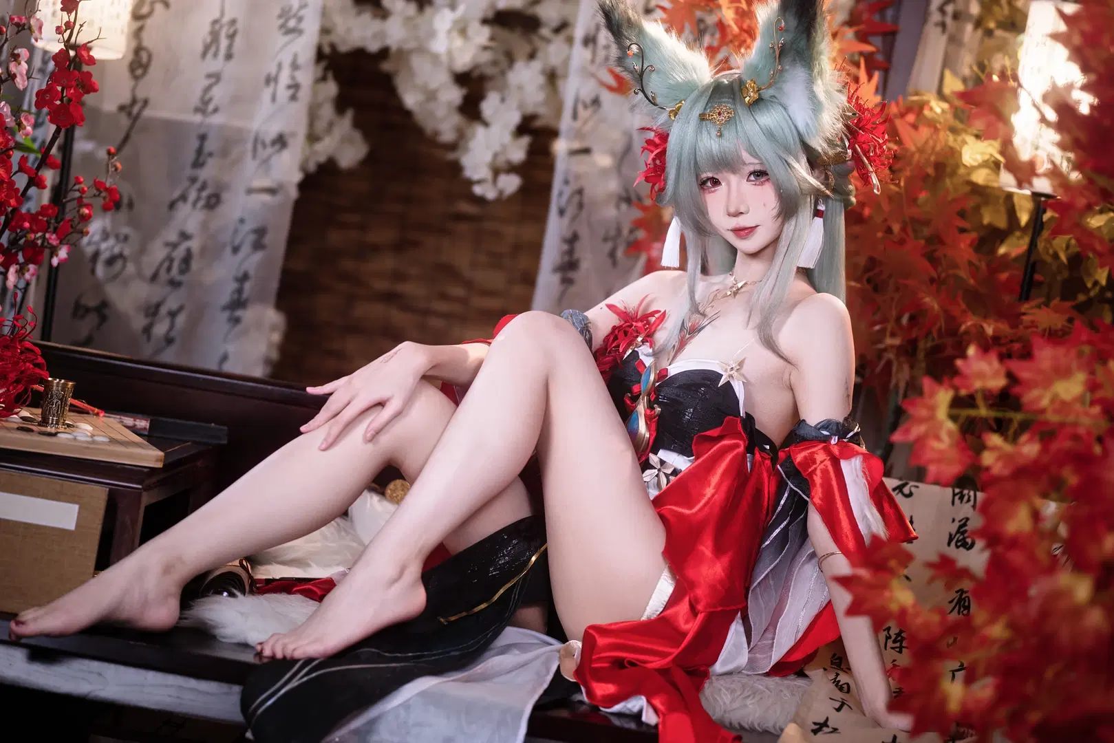 【フローヴァ コスプレ】『鳴潮』シンゲツコ（心月狐）の装い、赤と黒が織りなす国風の情緒美 - 小羊不困（无限限流版，求关注求点赞） - 9枚目