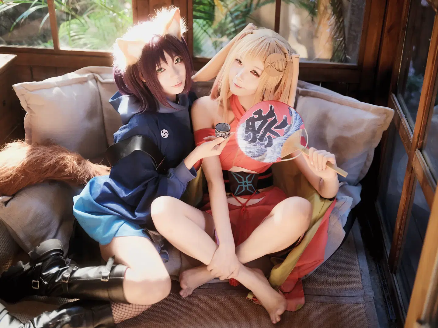二次元cosplay, 兽耳少女, 和风写真, 网袜, 超时空辉耀姬cos