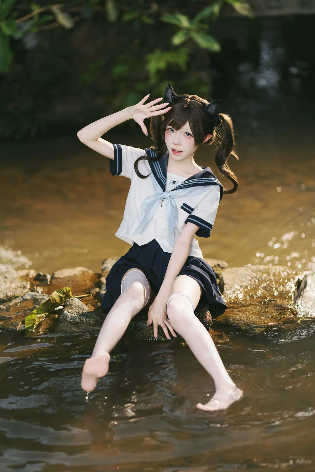 夏日溪流玩水，这套JK水手服写真太有生命力了 - 摄影师布里 - 第11张