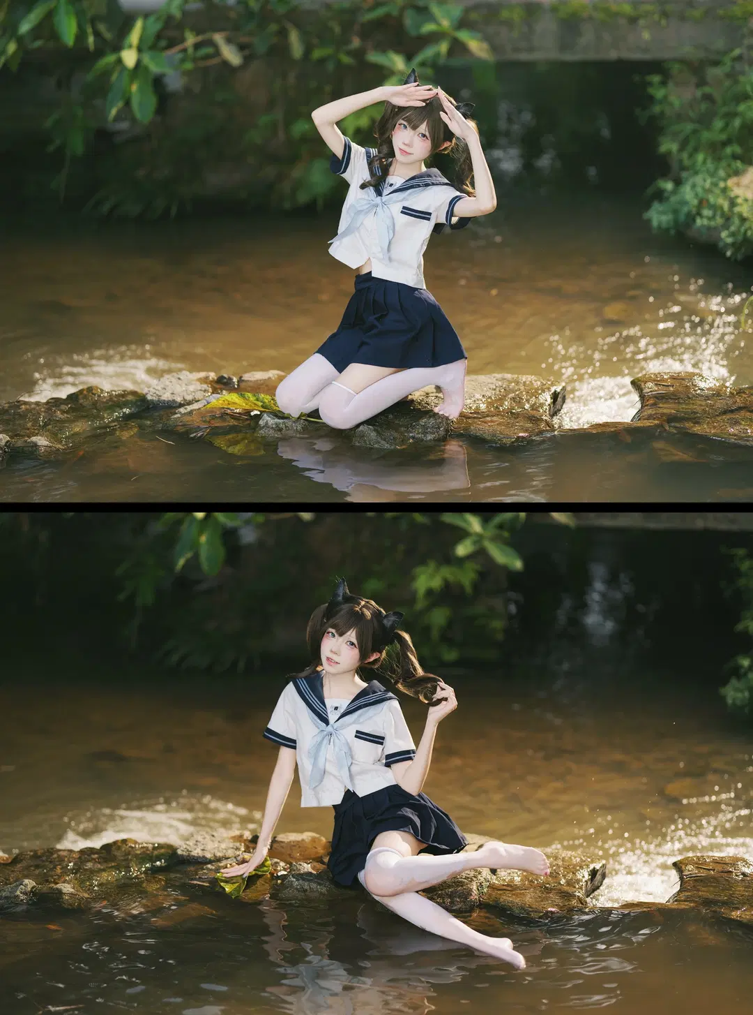 夏日溪流玩水，这套JK水手服写真太有生命力了 - 摄影师布里 - 第8张