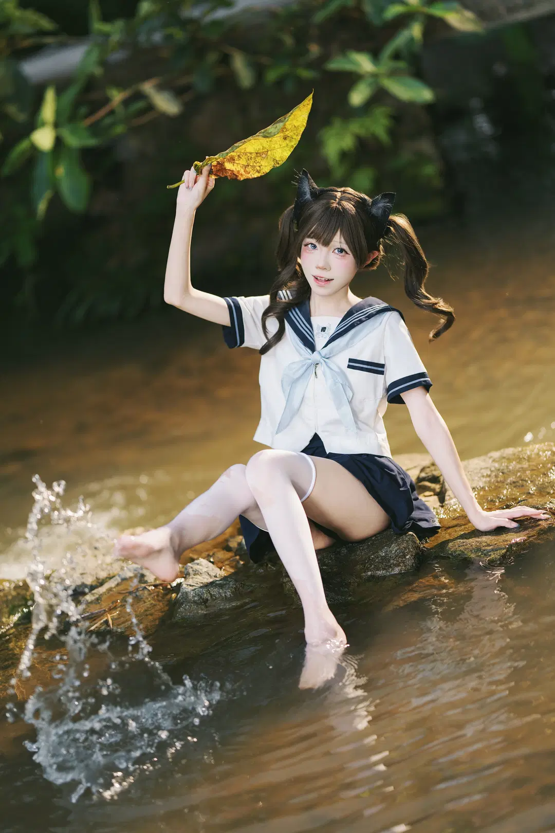 夏日溪流玩水，这套JK水手服写真太有生命力了 - 摄影师布里 - 第9张