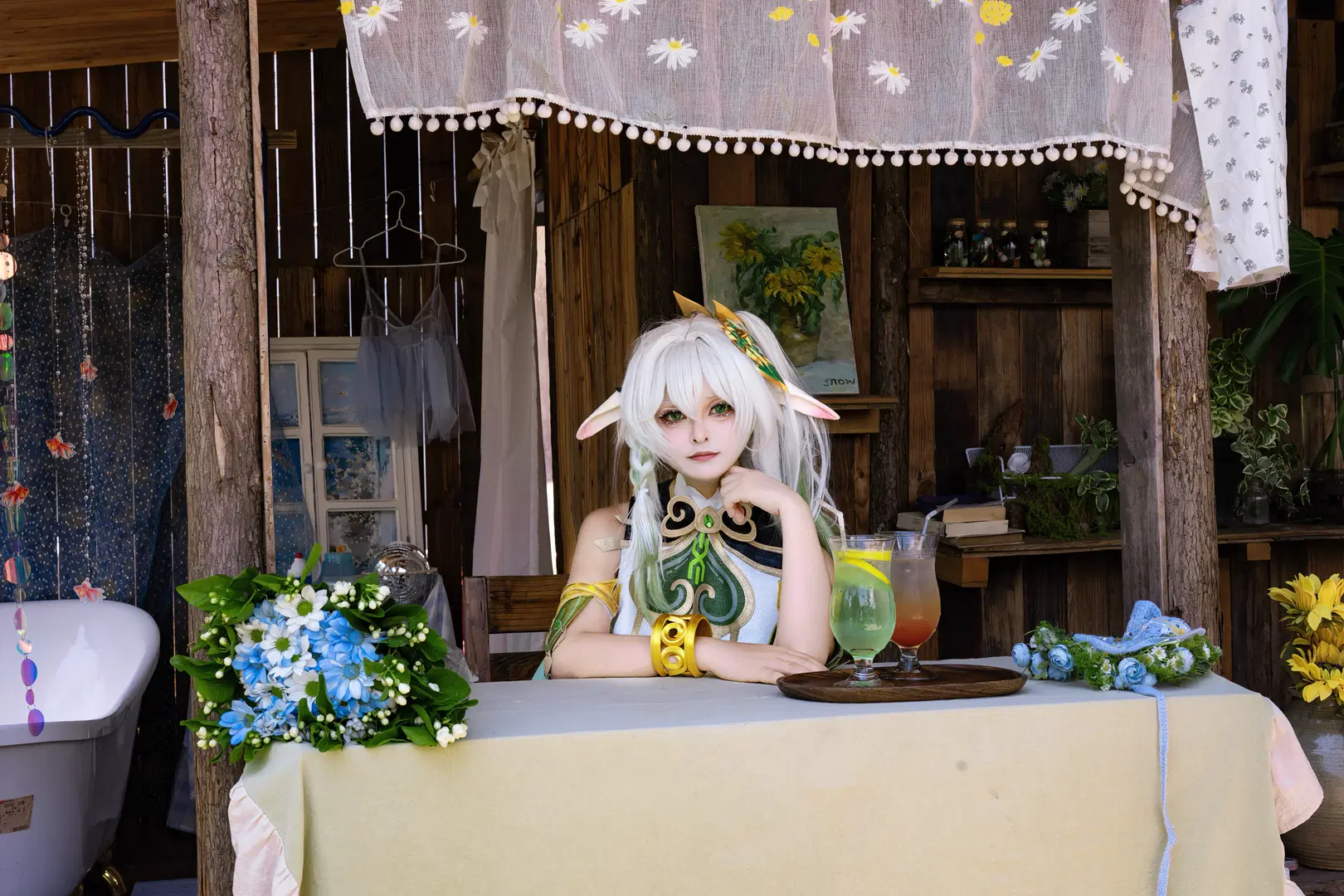 原神, 纳西妲cos, 二次元cosplay, 游戏角色扮演, 田园风摄影