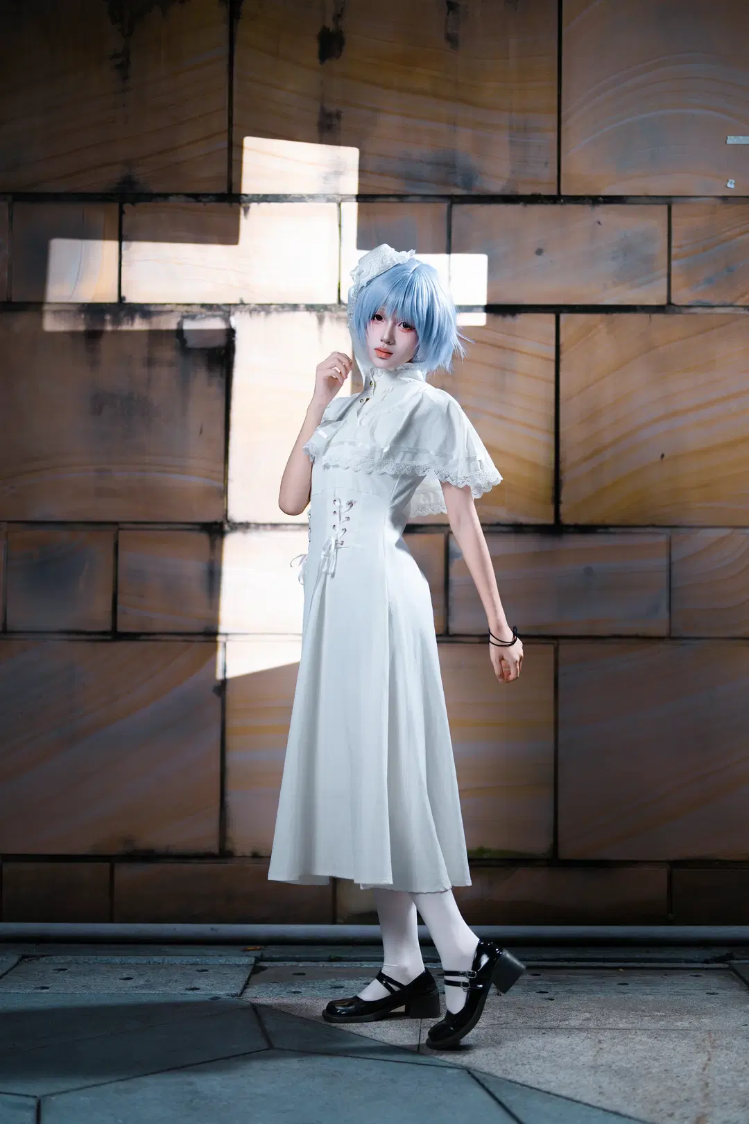 Rei Ayanami cosplay, White dress, Neon Genesis Evangelion, Anime Star City, Stockings