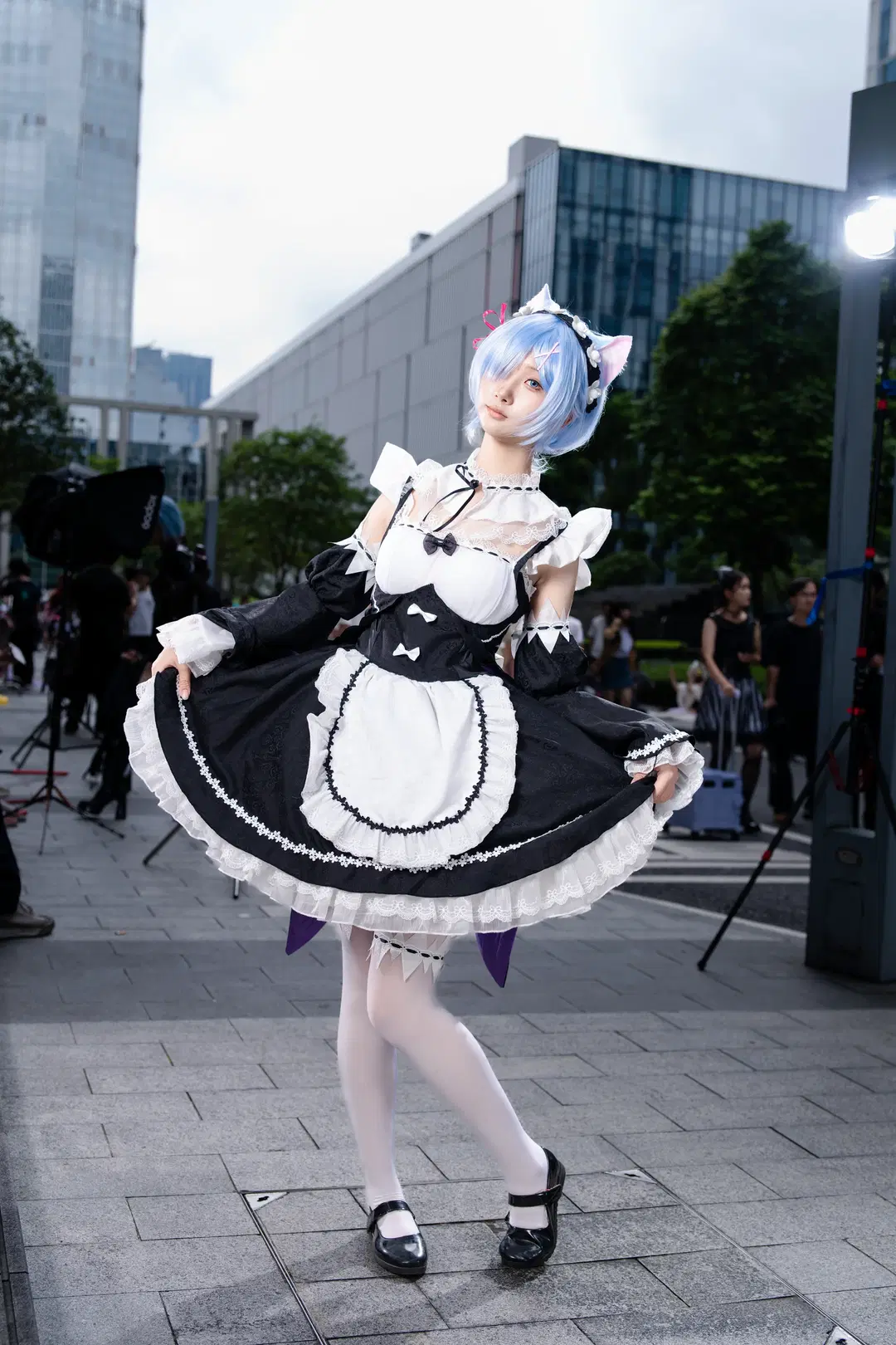 2D, Rem cosplay, White stockings, China International Comics Festival, Maid