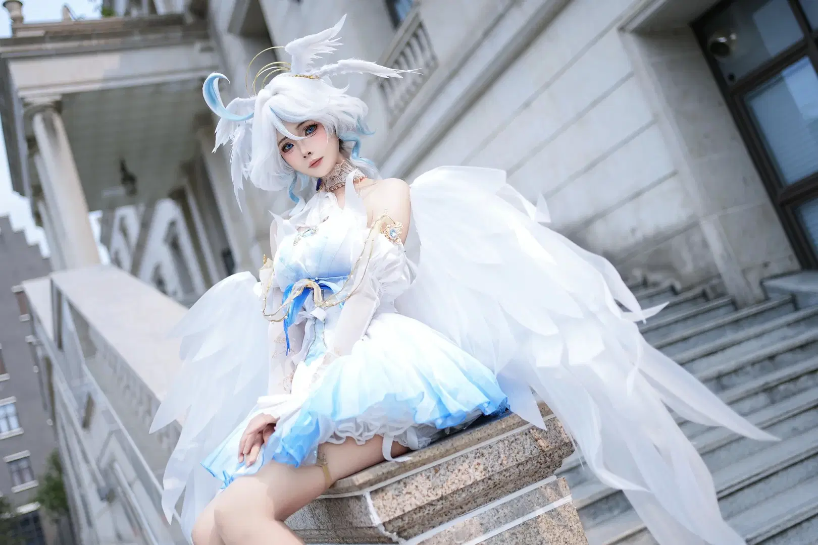 【芙宁娜cos】原神水神的蓝白梦境，还原度极高的外景正片 - 喵叽neiko - 第10张