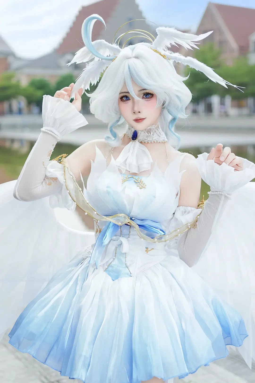 【芙宁娜cos】原神水神的蓝白梦境，还原度极高的外景正片 - 喵叽neiko - 第5张