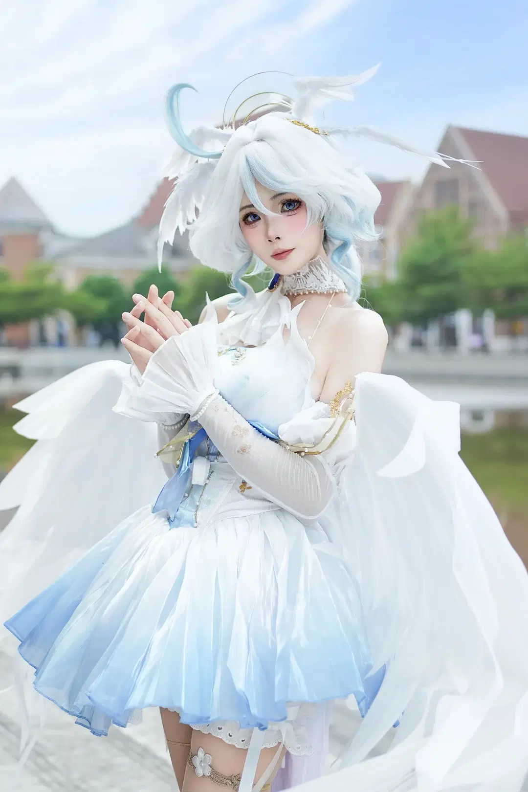 【芙宁娜cos】原神水神的蓝白梦境，还原度极高的外景正片 - 喵叽neiko - 第6张