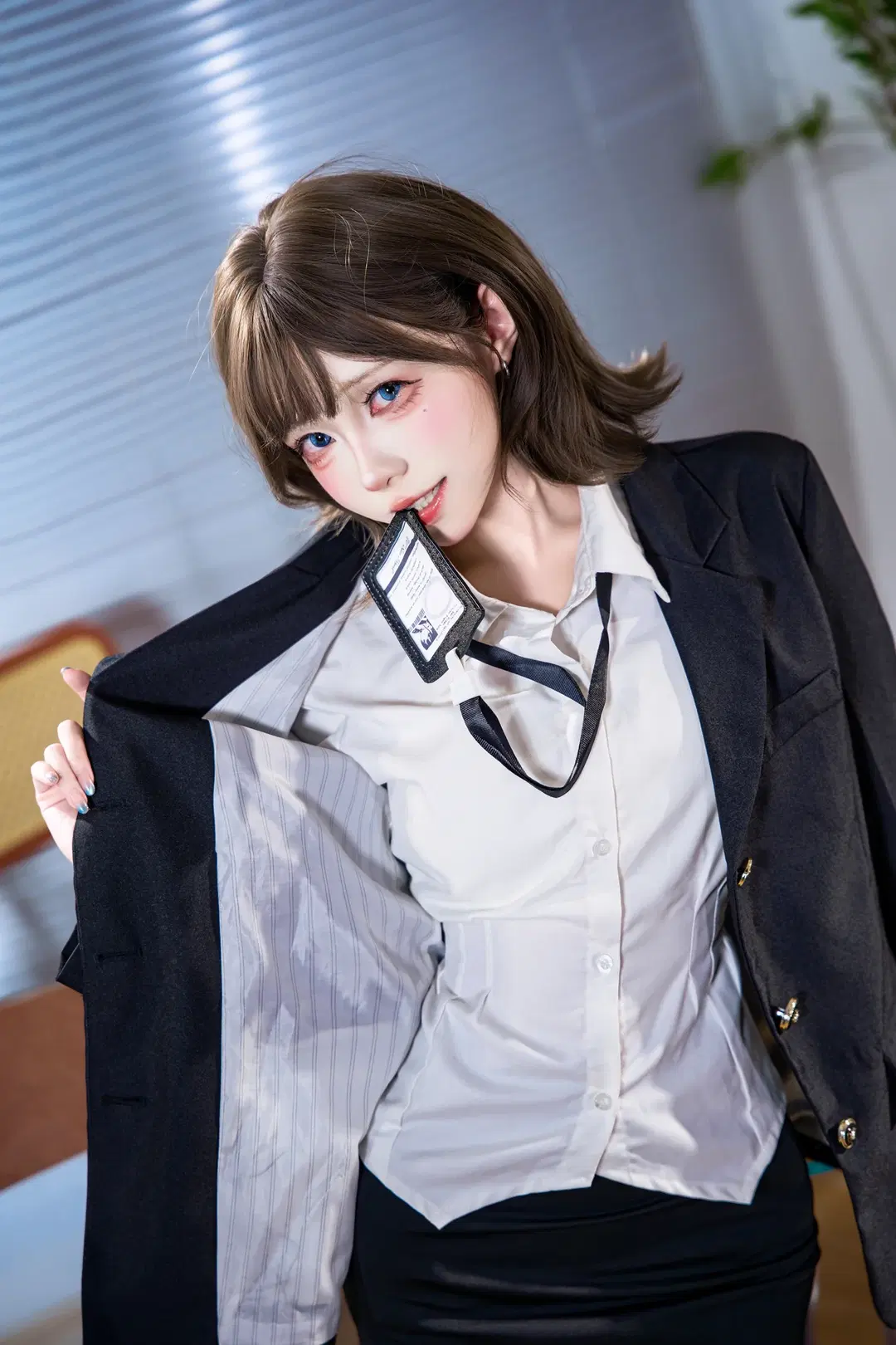 Office Lady Uniform Photoshoot: Workplace Atmosphere of Black Stockings and Suits by 璃夏w - Image 7