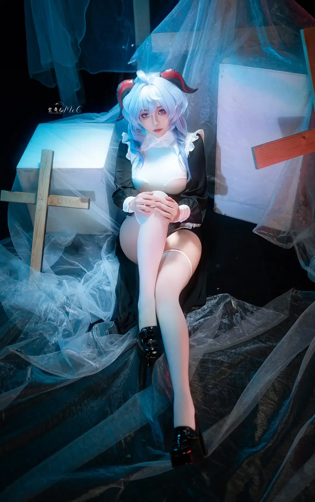 二次元, 甘雨cos, cosplay, 修女, 丝袜