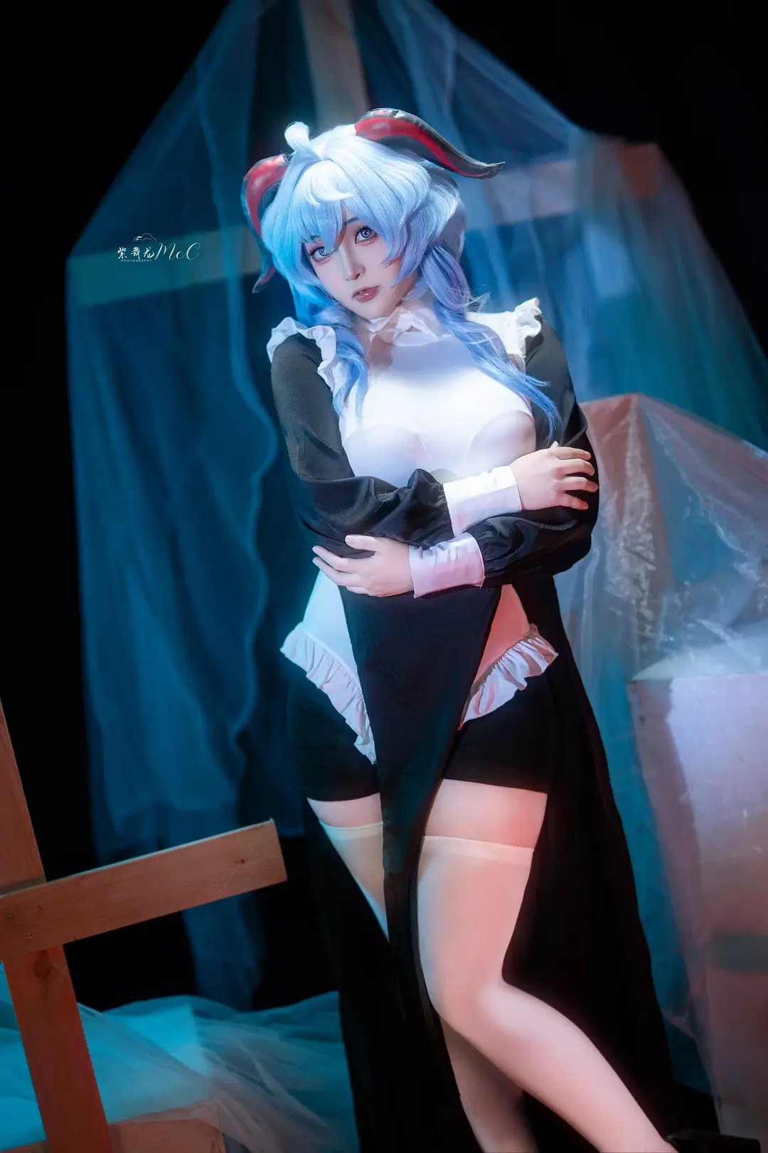 [Ganyu Cosplay] Nun style Styling: The Cold and Glamorous Collision of Black-and-White Attire with a Cross by 紫舞龙McC - Image 2