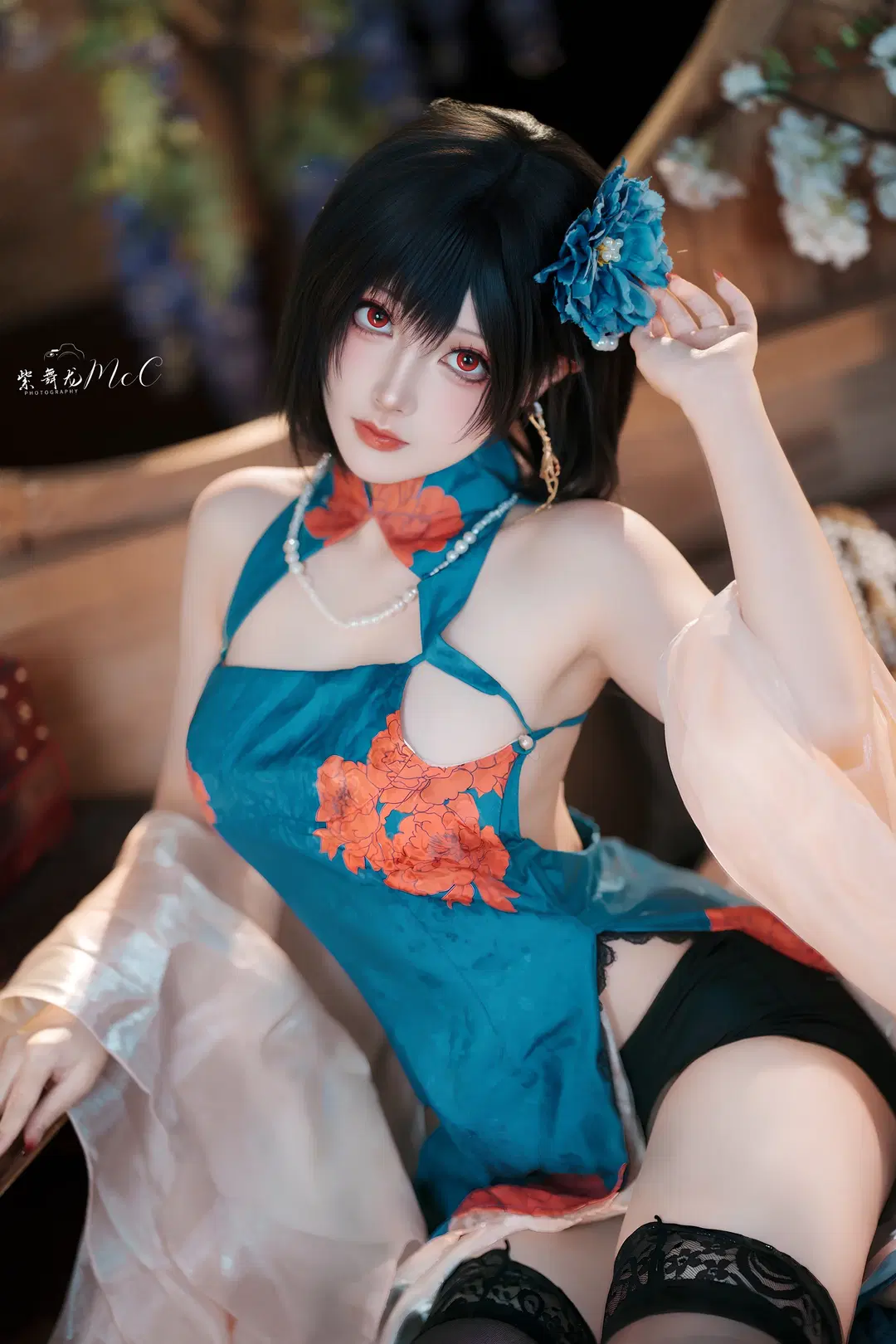 Azur Lane, Qipao cosplay, Black stockings, Anime cosplay photoshoot, Chien Wu cosplay