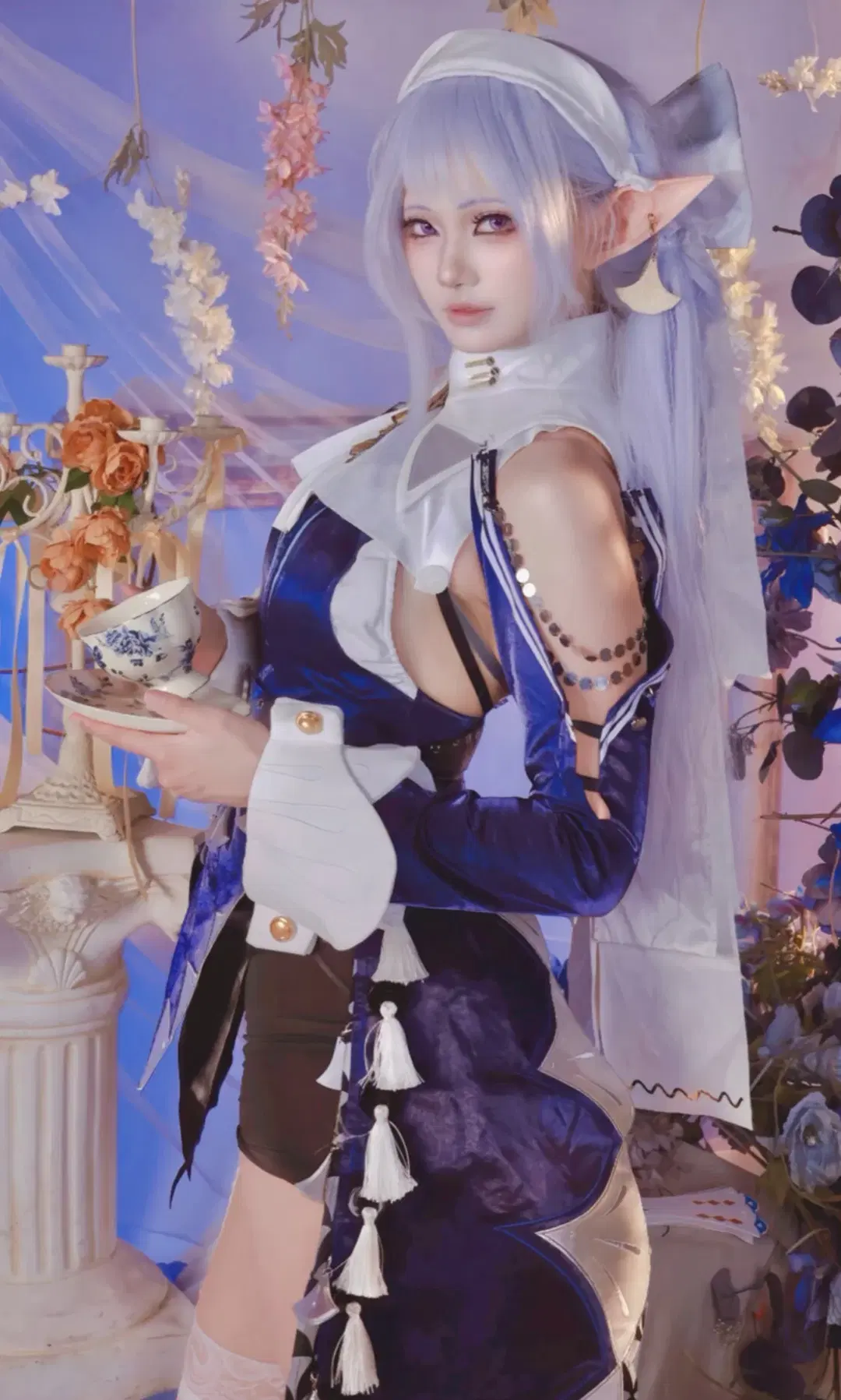 Zenless Zone Zero, Cosplay photography, Velina cosplay, Stockings, Foreign Policy Bureau Tea Party