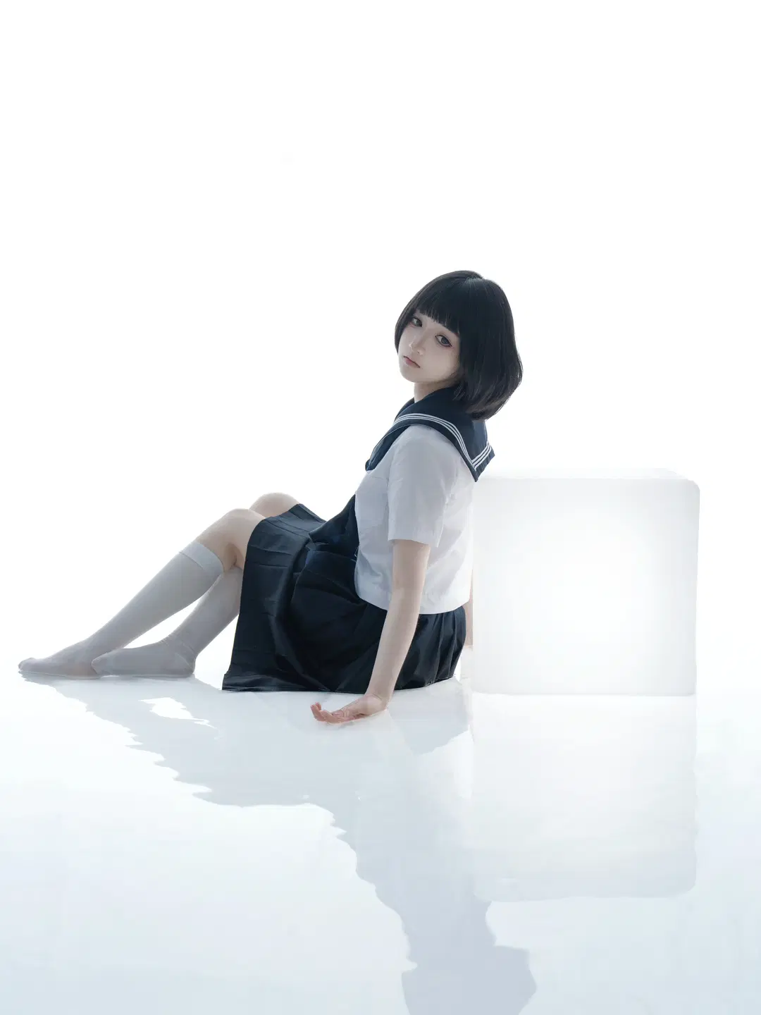 少女写真, 白丝, jk制服, 白棚摄影, 纯欲风