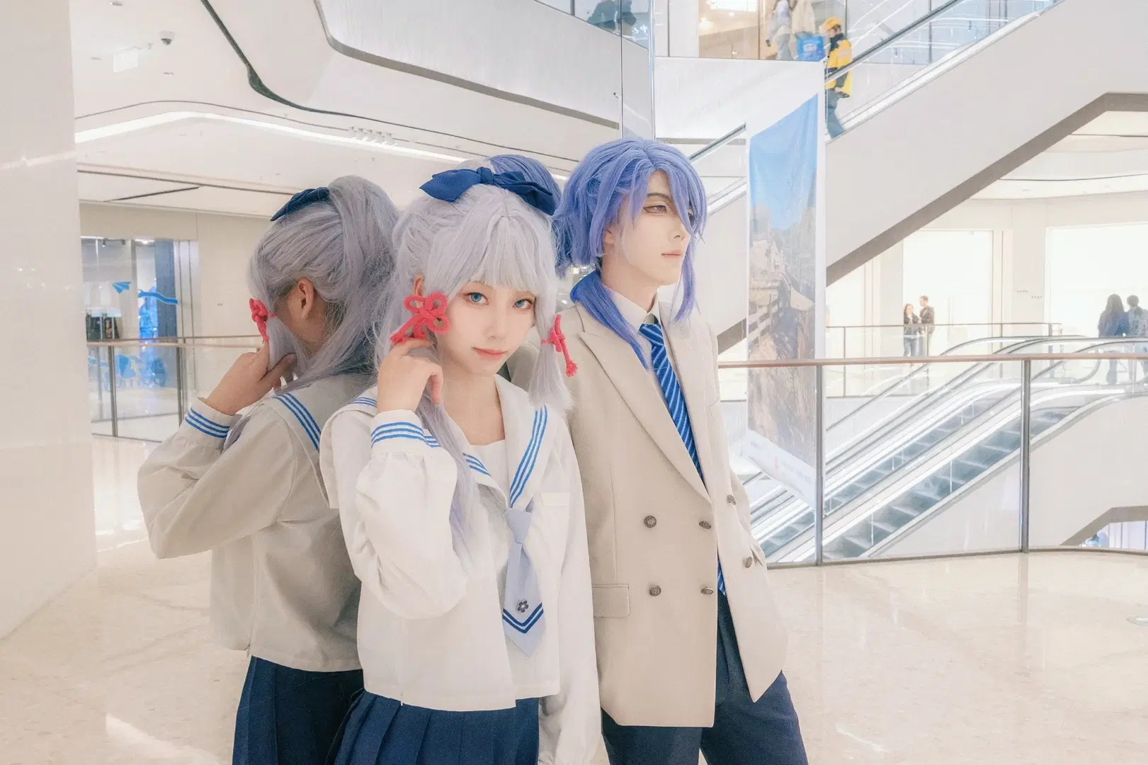 【神里绫华cos】和哥哥一起打卡商场，这套水手服太对味了 - 清风揽月 - 第3张