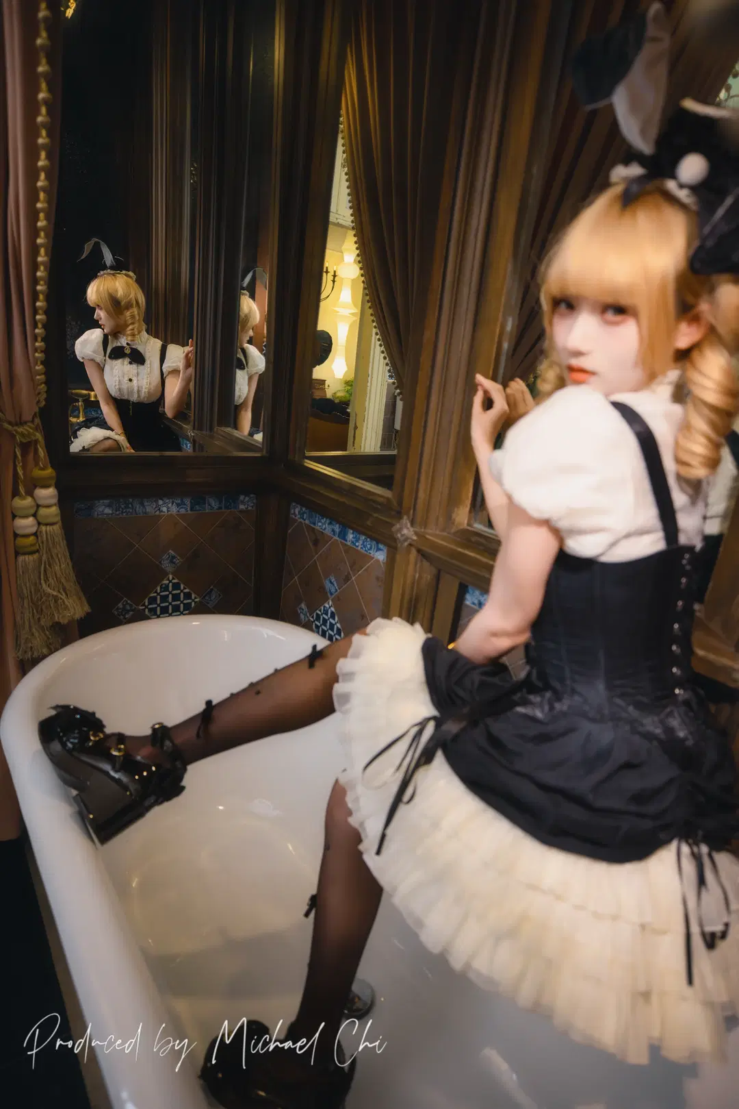 Black and White Bunny Girl Lolita: Vintage Portrait Photography in an Antique Room by 翻版小霸王 - Image 3