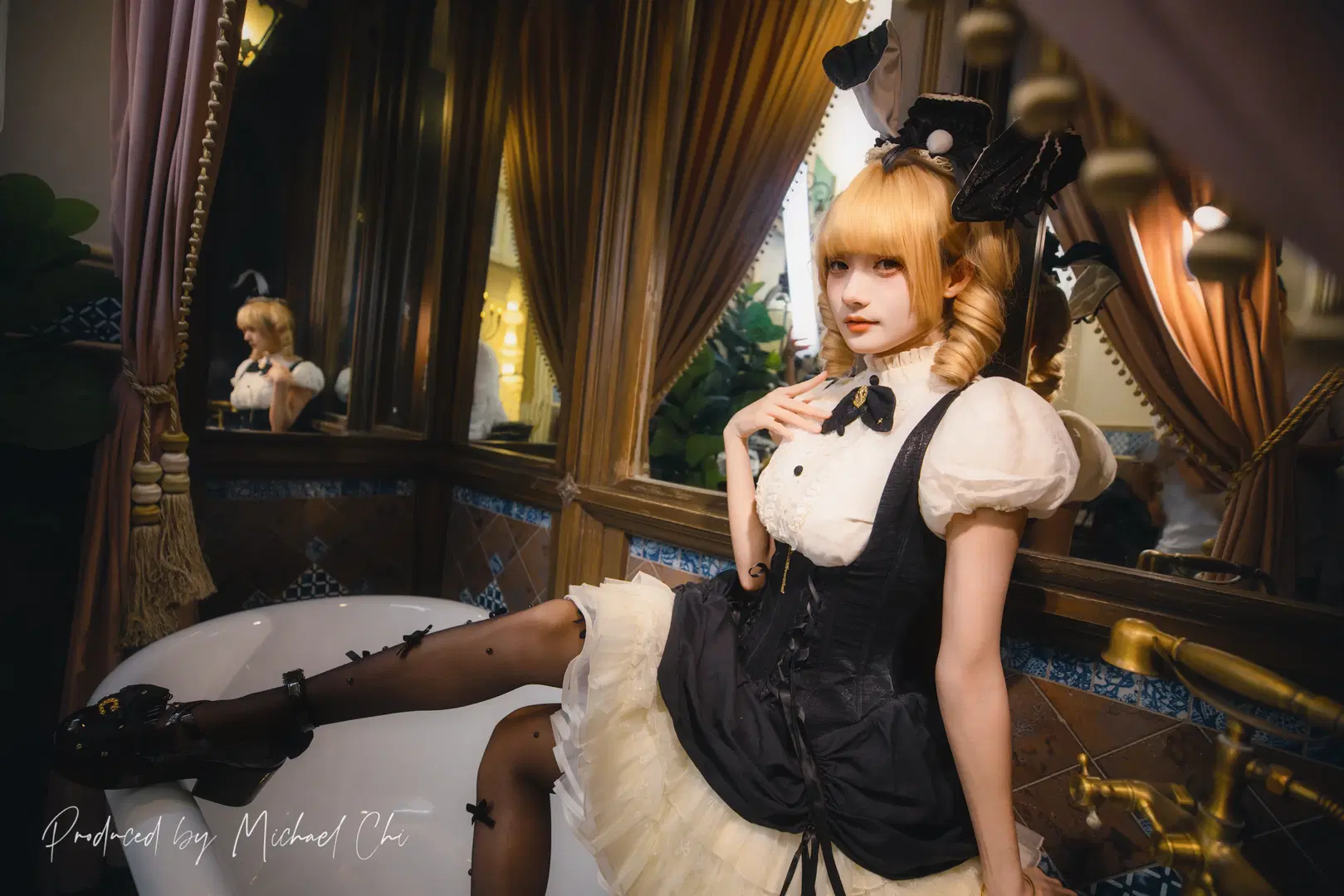 Black and White Bunny Girl Lolita: Vintage Portrait Photography in an Antique Room by 翻版小霸王 - Image 5