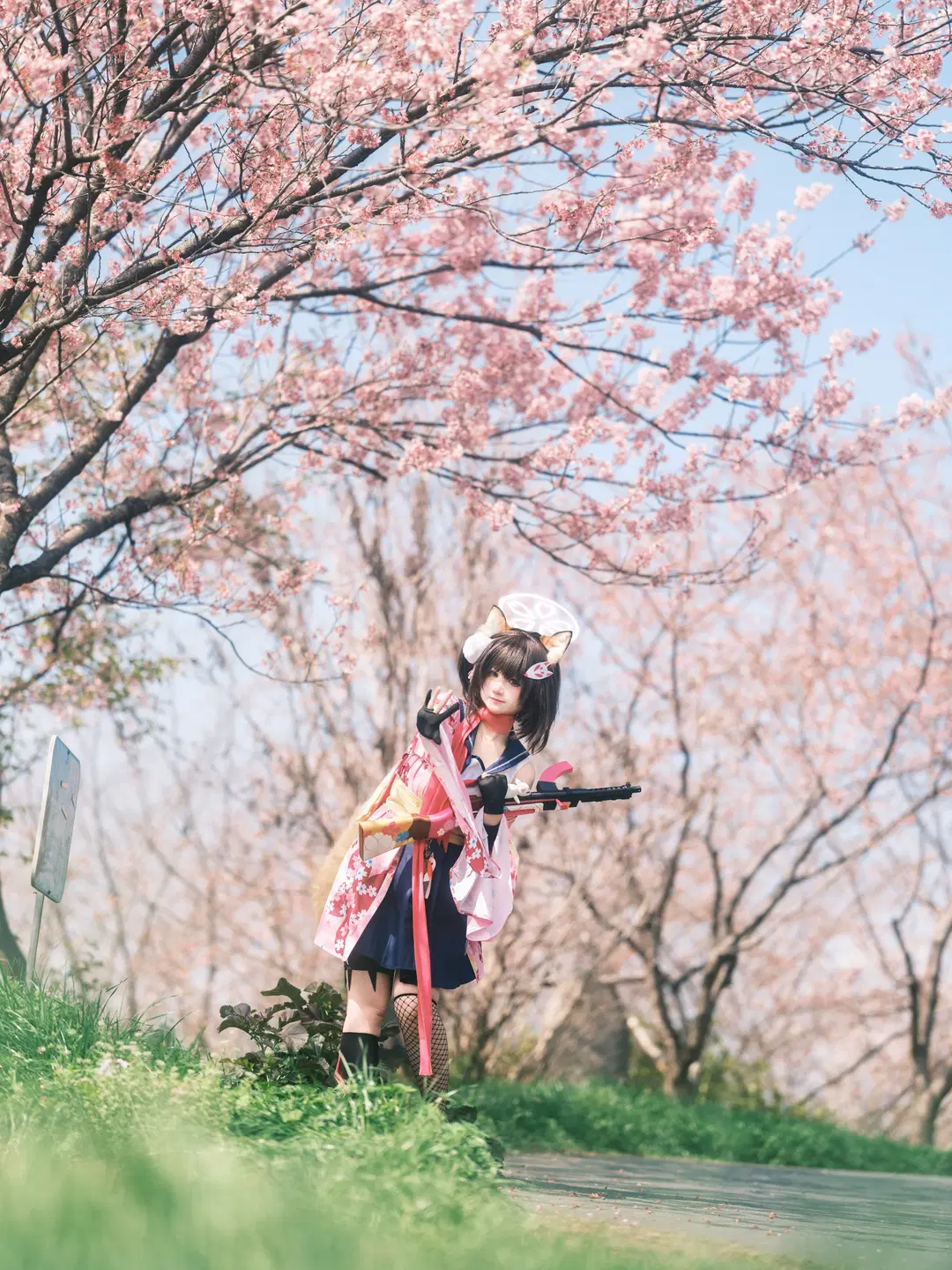【久田泉奈cos】蔚蓝档案樱花季的狐耳和风少女