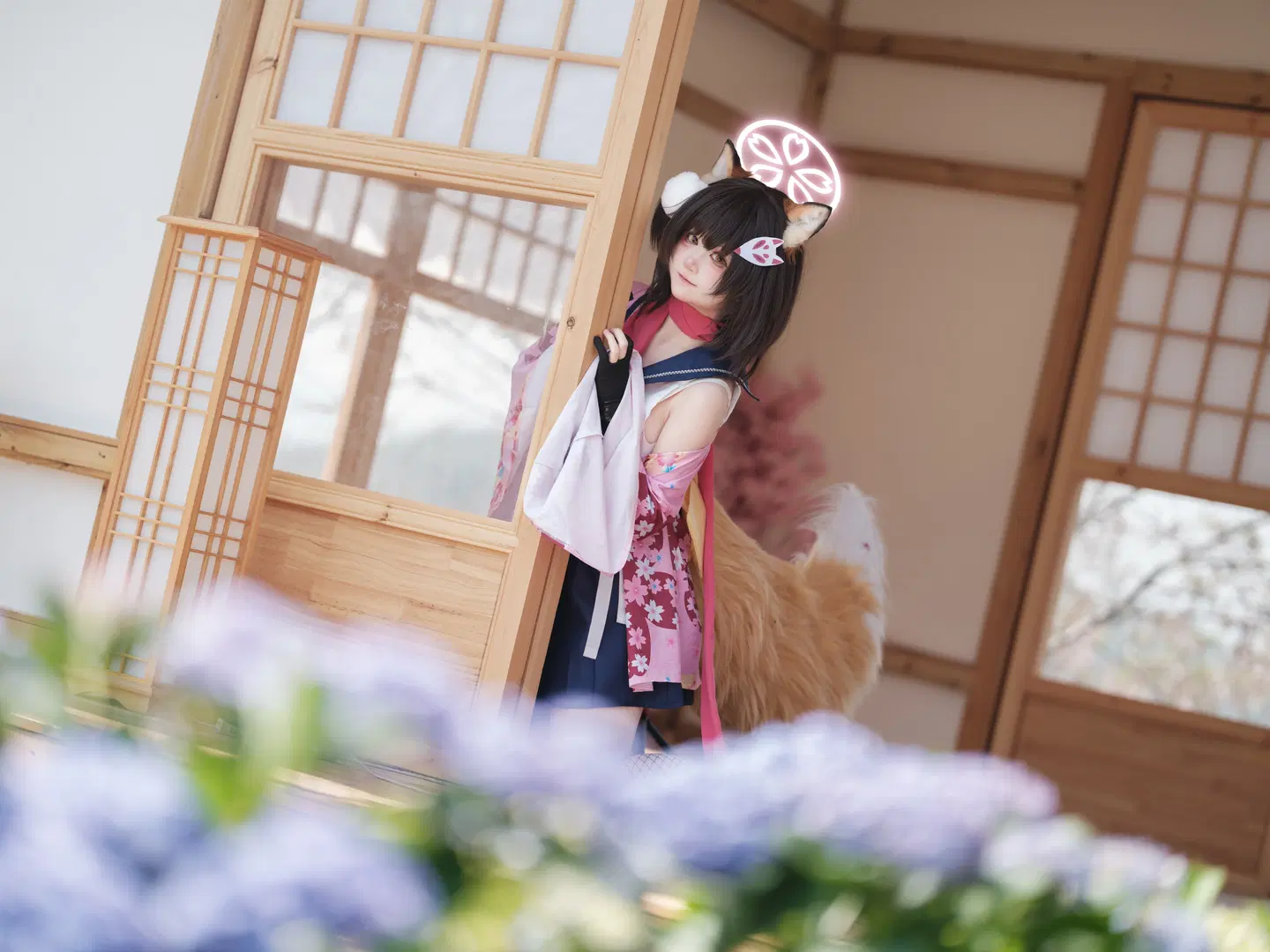 【久田泉奈cos】蔚蓝档案樱花季的狐耳和风少女 - 照烧热带鱼 - 第3张