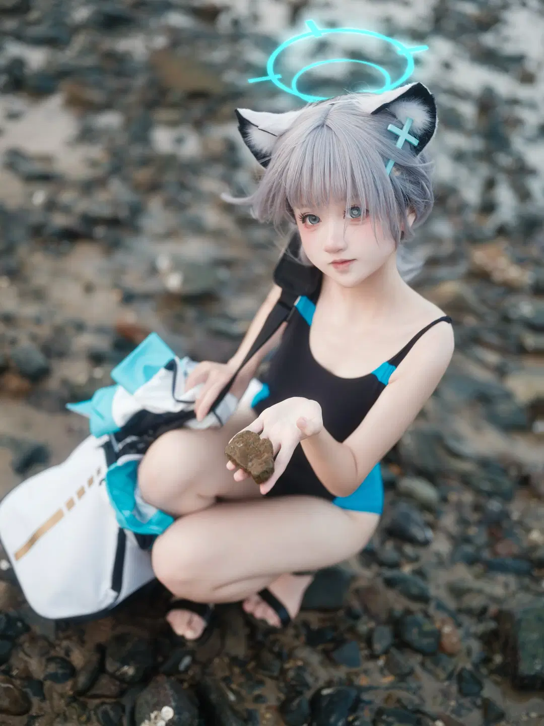 【砂狼白子cos】蔚蓝档案的海边碎石滩记录 - 照烧热带鱼 - 第3张