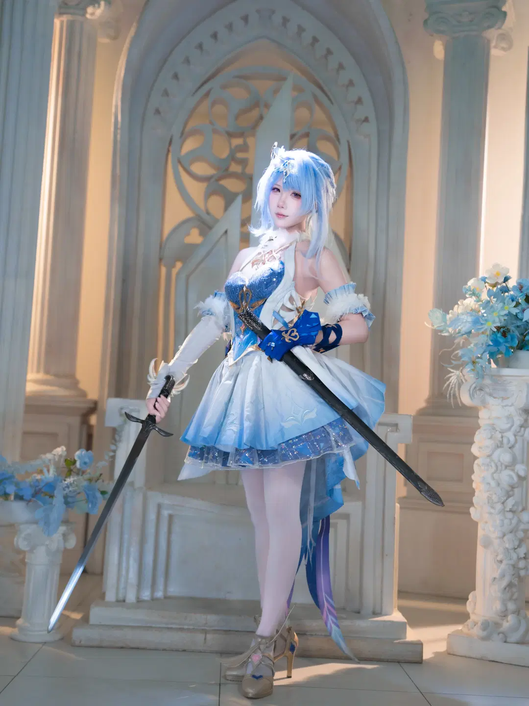 原神, 二次元cosplay, 游戏角色扮演, 白丝cos, 奥黛塔cos
