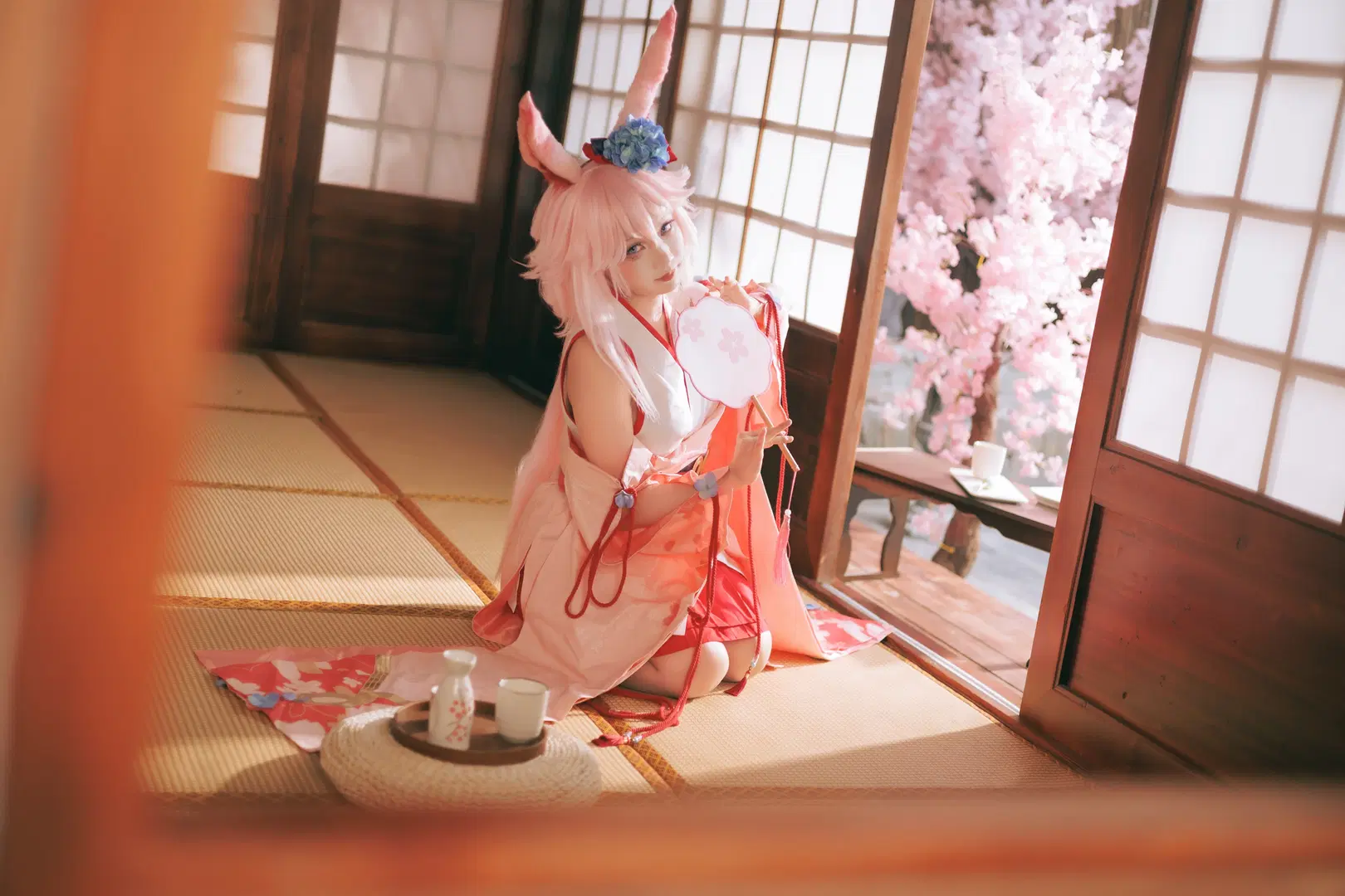 崩坏三, 二次元cos, 白丝, 和风写真, 八重樱cos