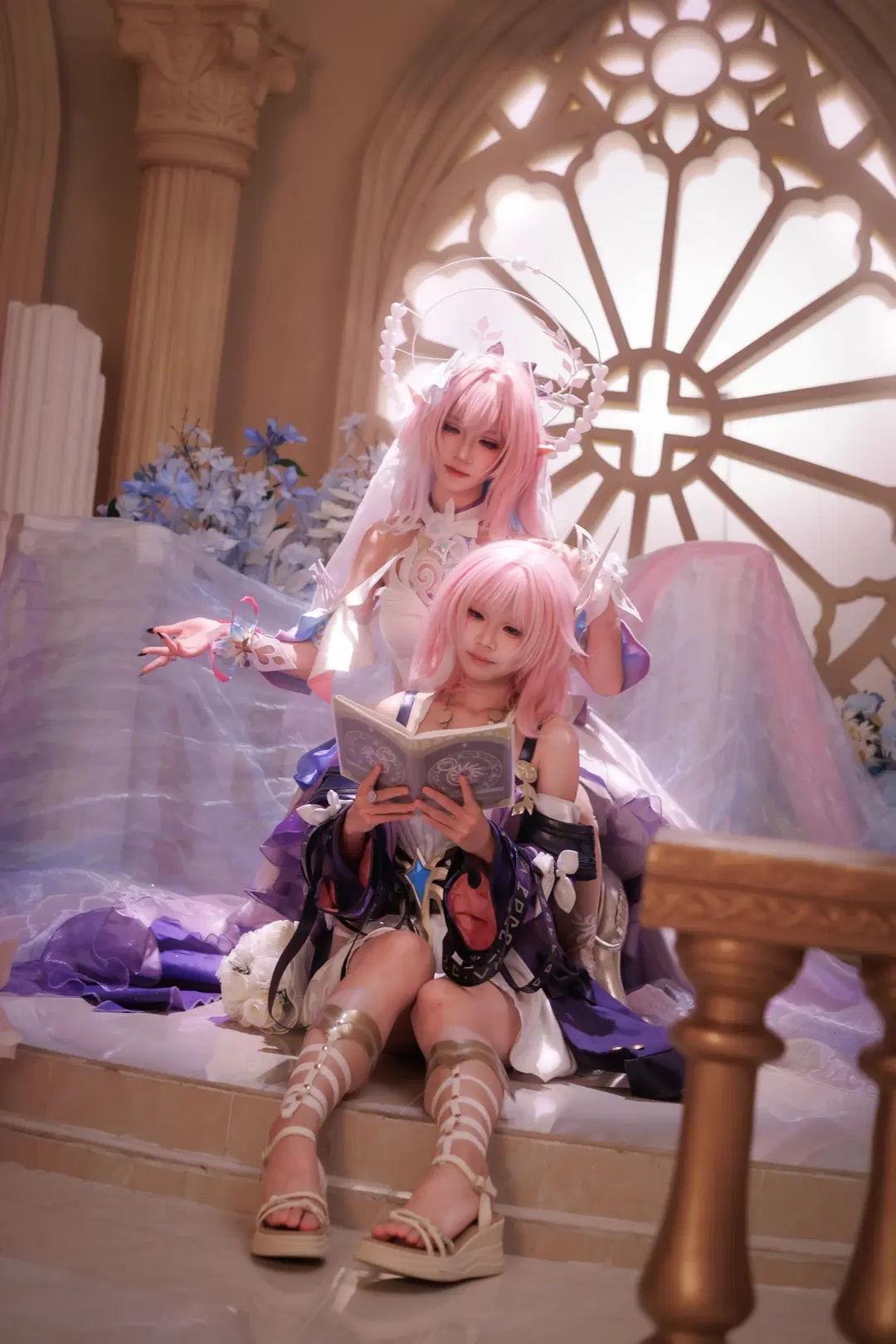 昔涟cos, 双人cos, 星穹铁道, 粉发少女, 丝袜
