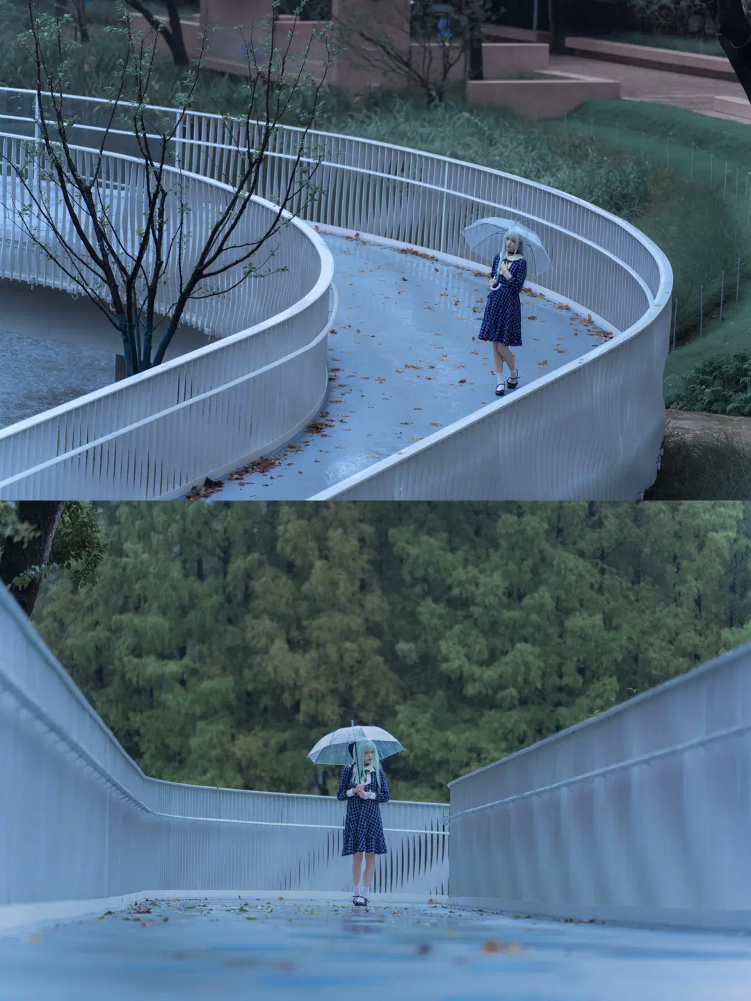 【若叶睦cos】mujica雨天氛围感，背着琴盒撑伞的冷感少女 - 南朝花月 - 第10张