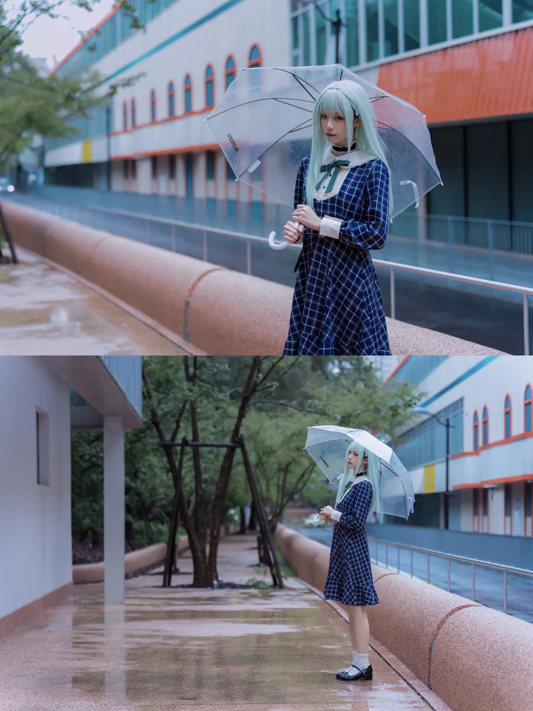 【若叶睦cos】mujica雨天氛围感，背着琴盒撑伞的冷感少女 - 南朝花月 - 第4张