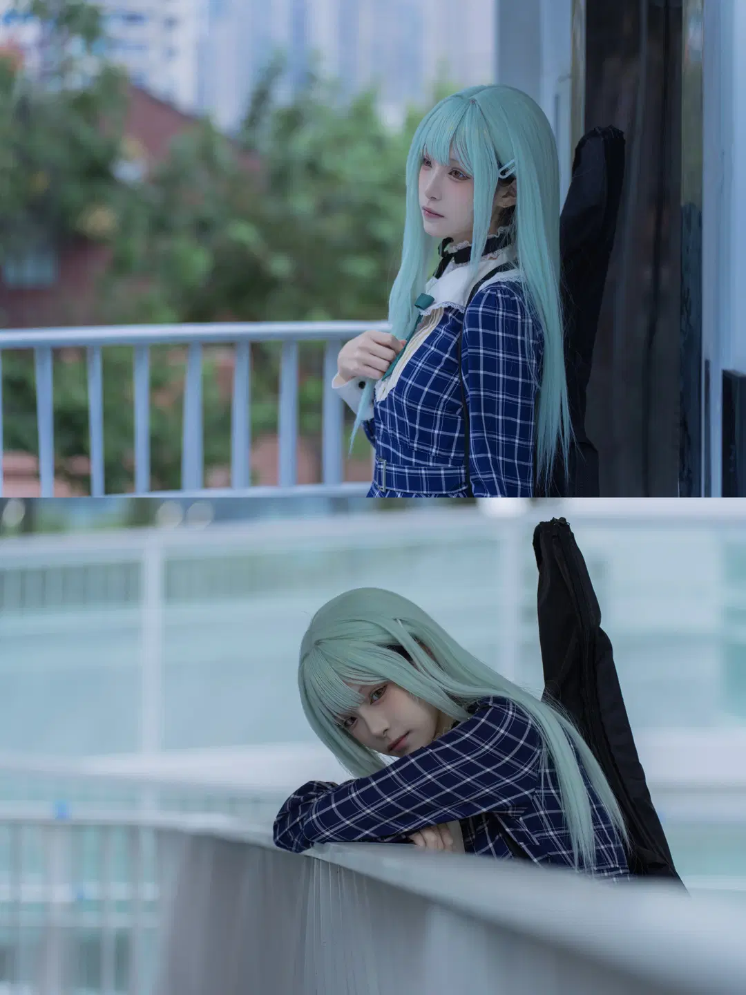 【若叶睦cos】mujica雨天氛围感，背着琴盒撑伞的冷感少女 - 南朝花月 - 第7张