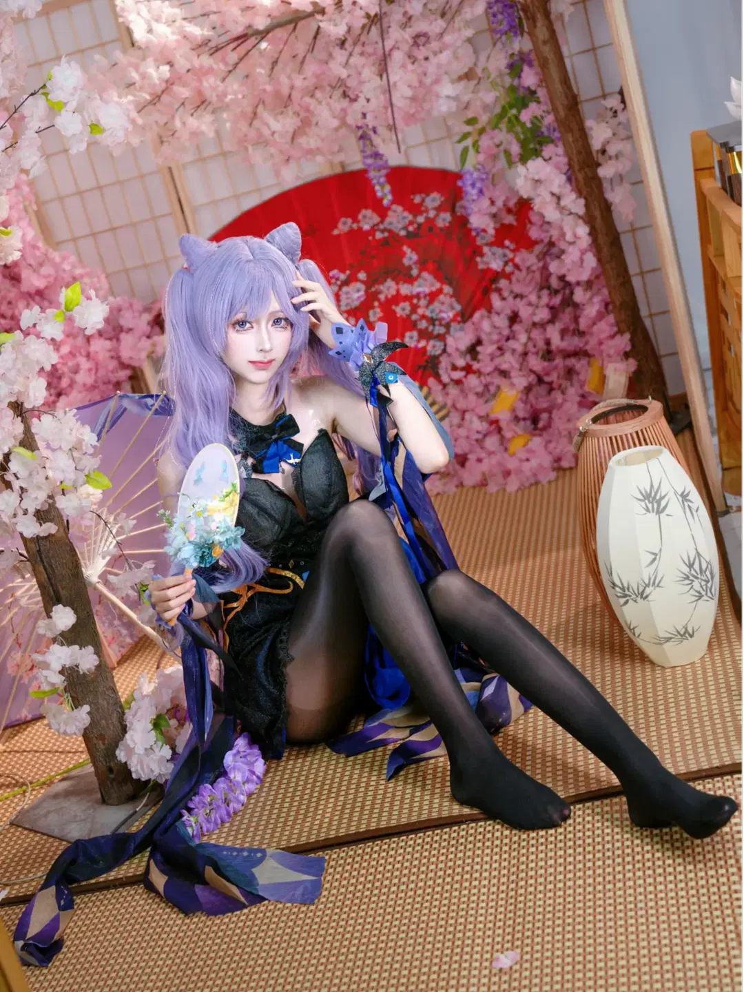Genshin Impact, Keqing cosplay, Stockings