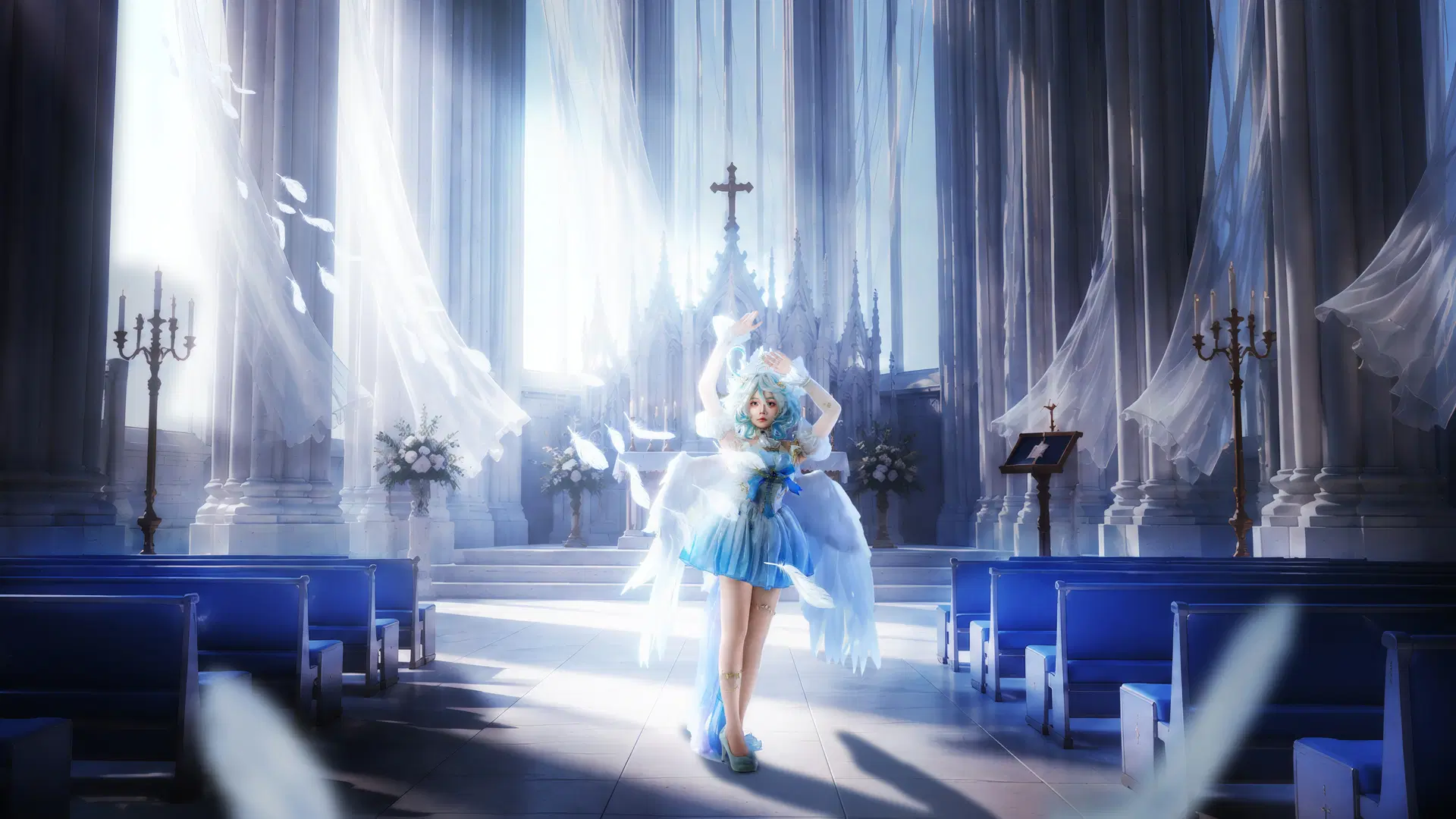 【芙宁娜cos】原神芙宁娜与芙卡洛斯的纯白教堂幻想 - Ella大可爱 - 第2张