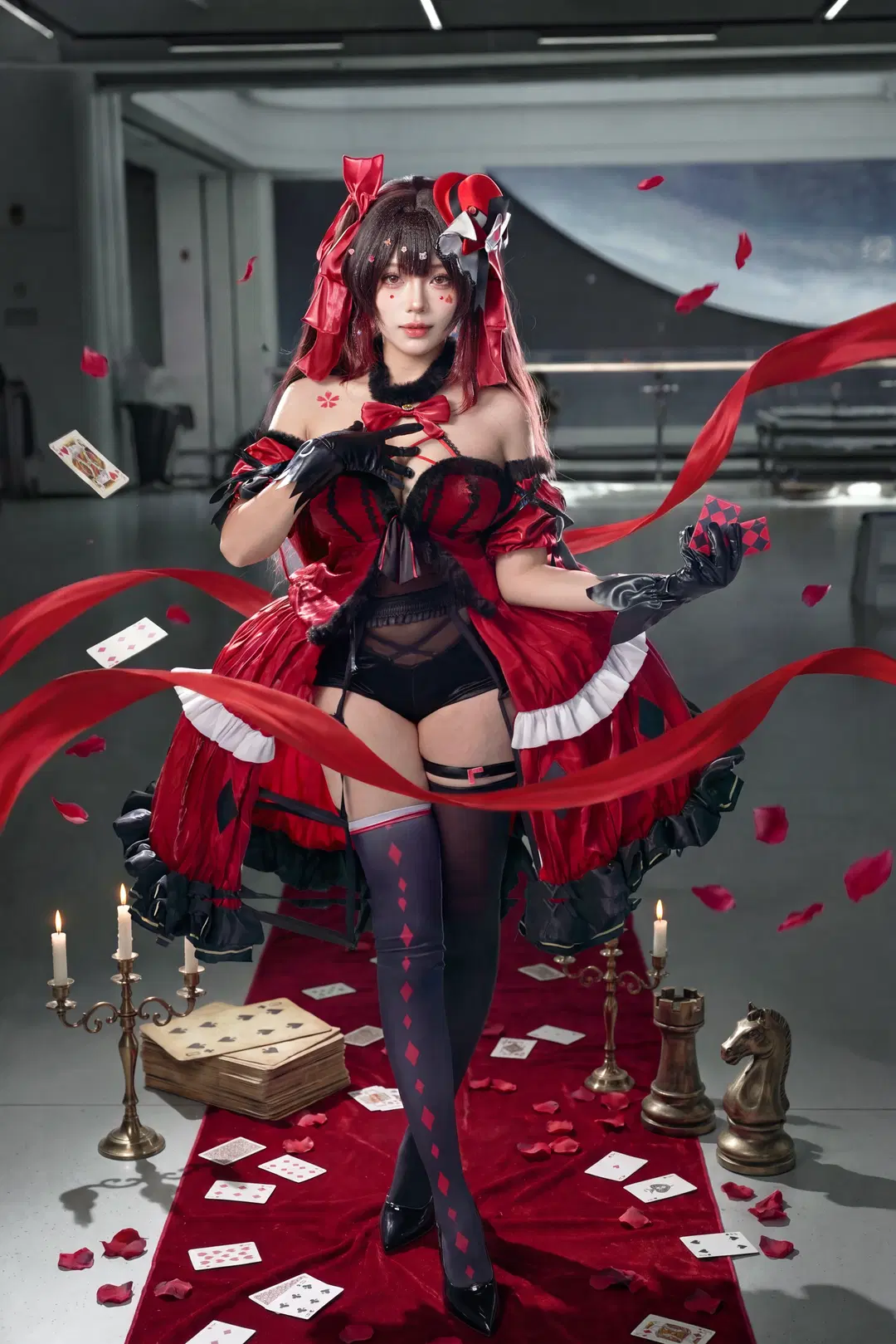 崩坏星穹铁道, 花火cos, 黑丝, 扑克牌元素, 魔术师风格