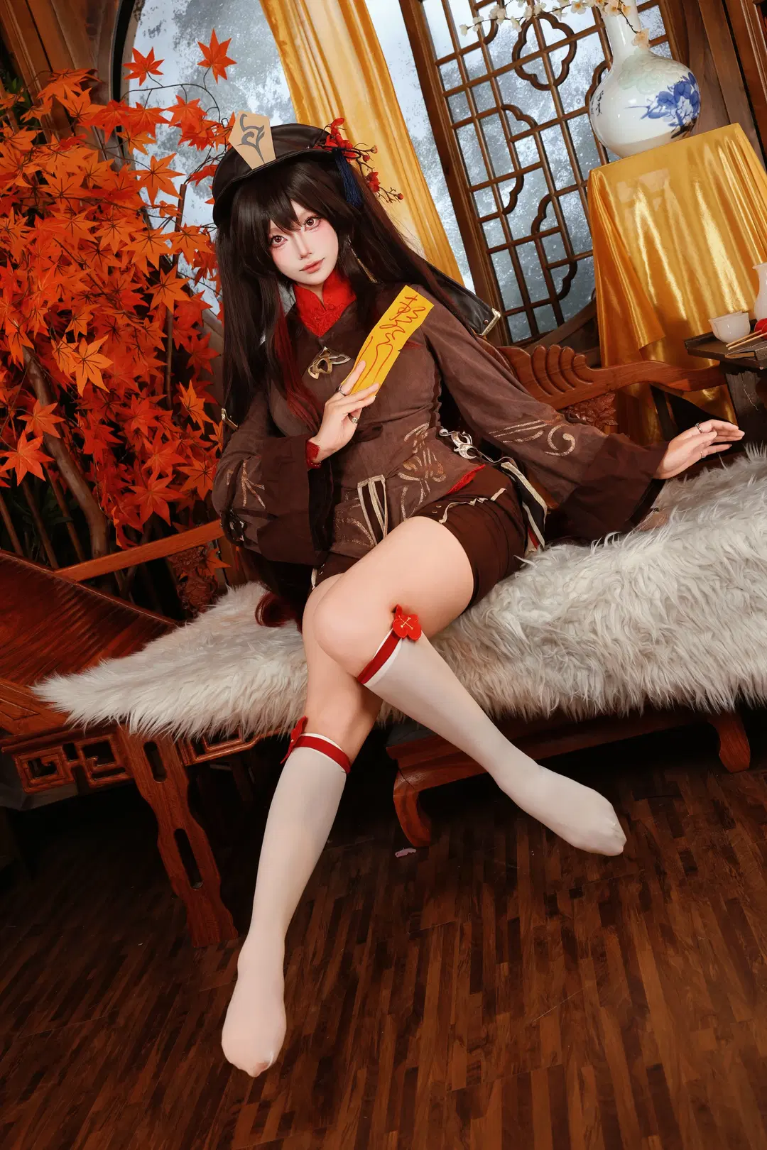 原神, 白ストッキング, 胡桃コスプレ, ベニモミジ, 原神 胡桃