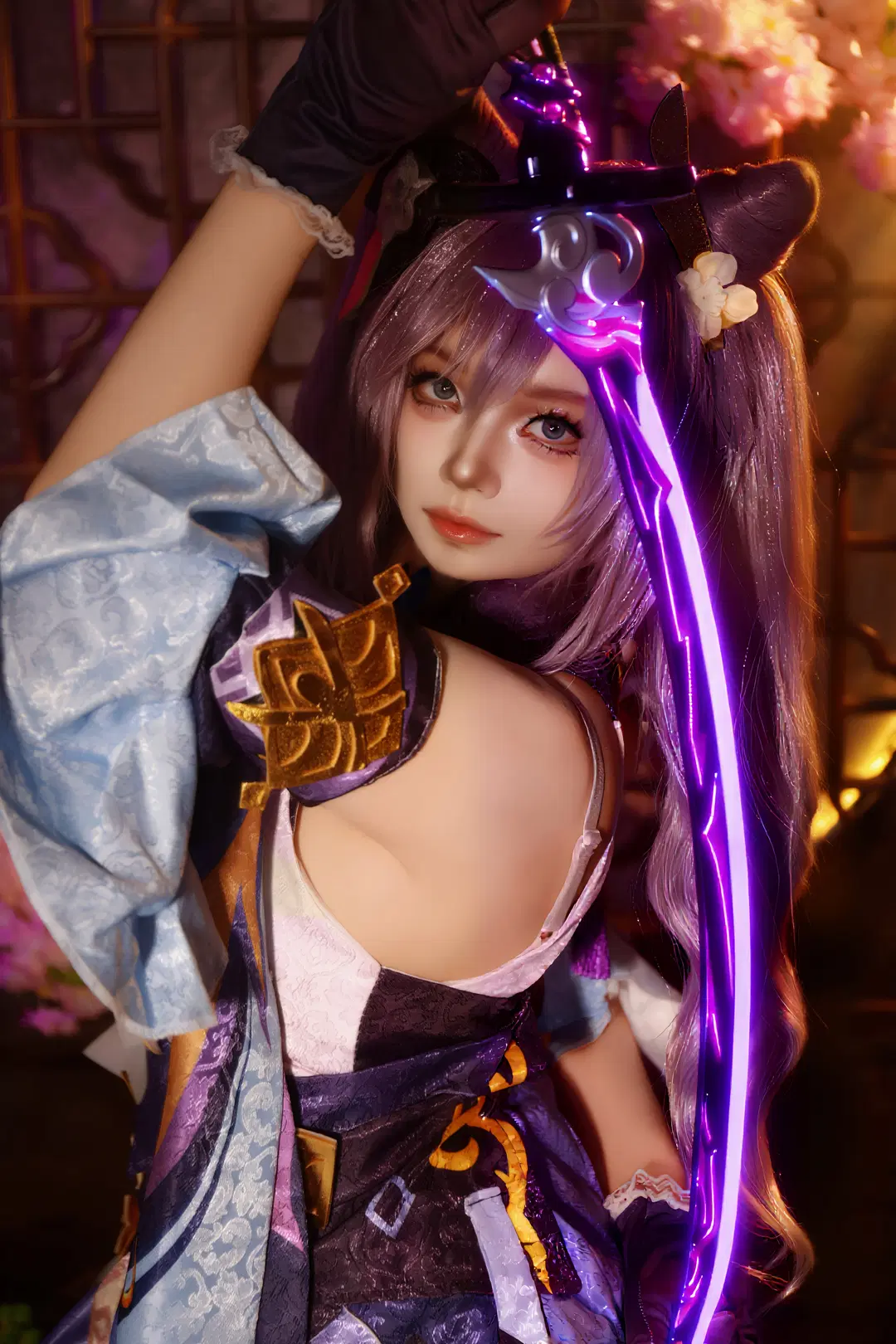 Genshin Impact, Anime cosplay, Keqing cosplay, Role-playing game, Glowing prop