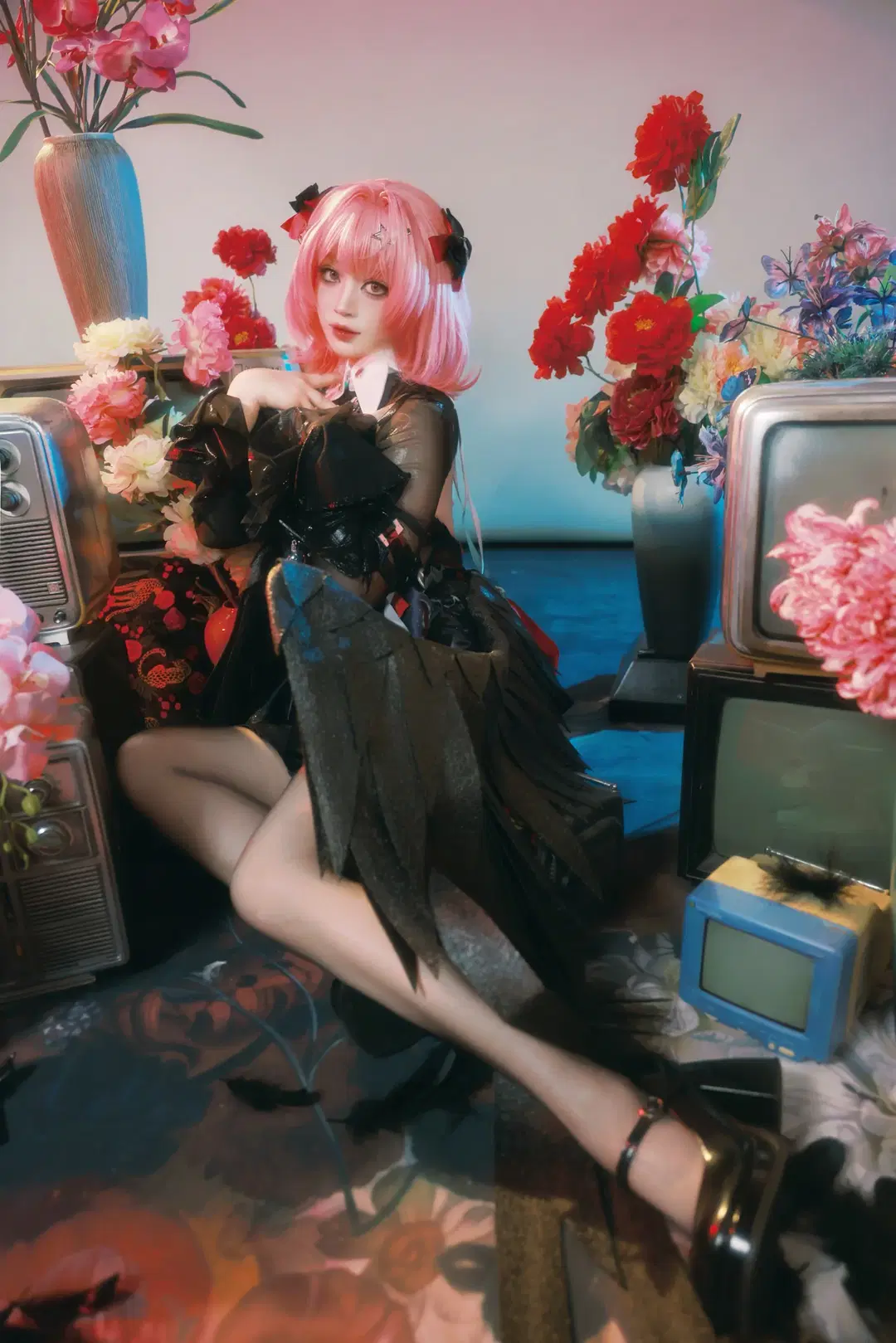 【レミエール コスプレ】ゼンレスゾーンゼロ 黒レミ第1弾、ピンクのショートヘアと黒ストッキングのダークな衝突 - 八岁姐姐 - 3枚目