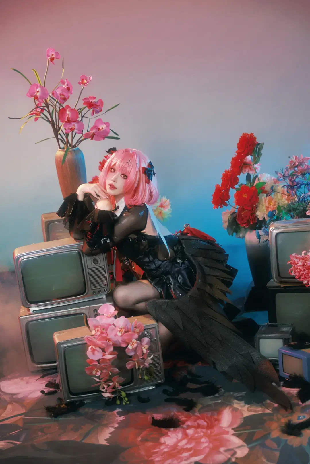 【レミエール コスプレ】ゼンレスゾーンゼロ 黒レミ第1弾、ピンクのショートヘアと黒ストッキングのダークな衝突 - 八岁姐姐 - 4枚目