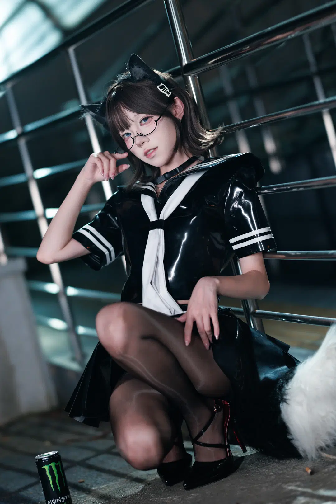 外环路漆皮JK制服夜景人像 - 不想上班的小王 - 第13张