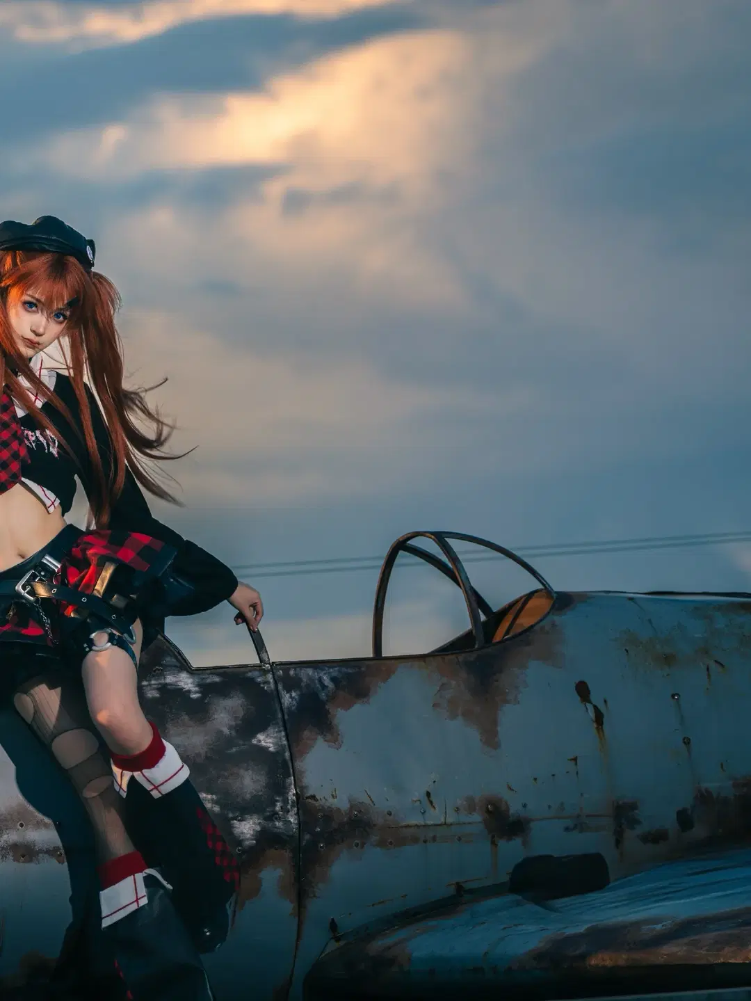 【明日香cos】EVA朋克风，天台夕阳的别样演绎 - 晒不干的咸鱼 - 第3张