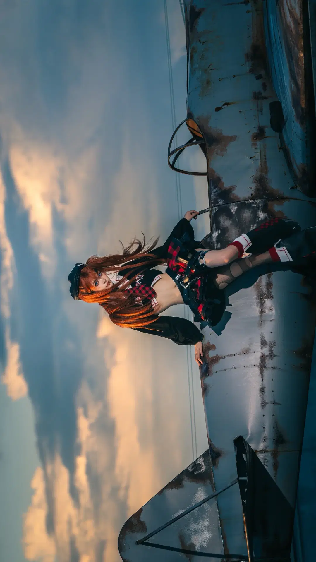 【明日香cos】EVA朋克风，天台夕阳的别样演绎 - 晒不干的咸鱼 - 第4张