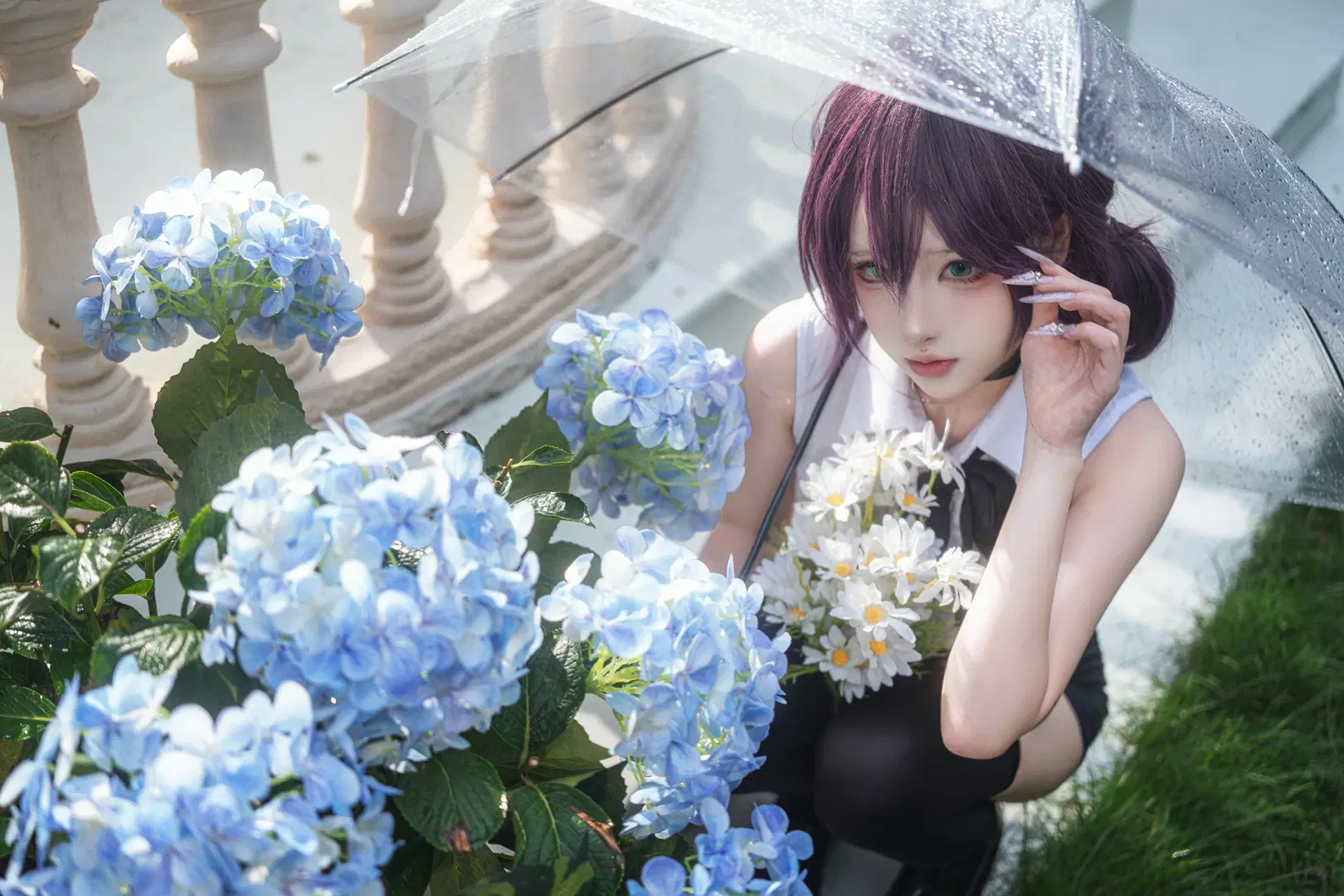 【蕾塞cos】电锯人里的紫发少女与绣球花 - TIBADO - 第2张