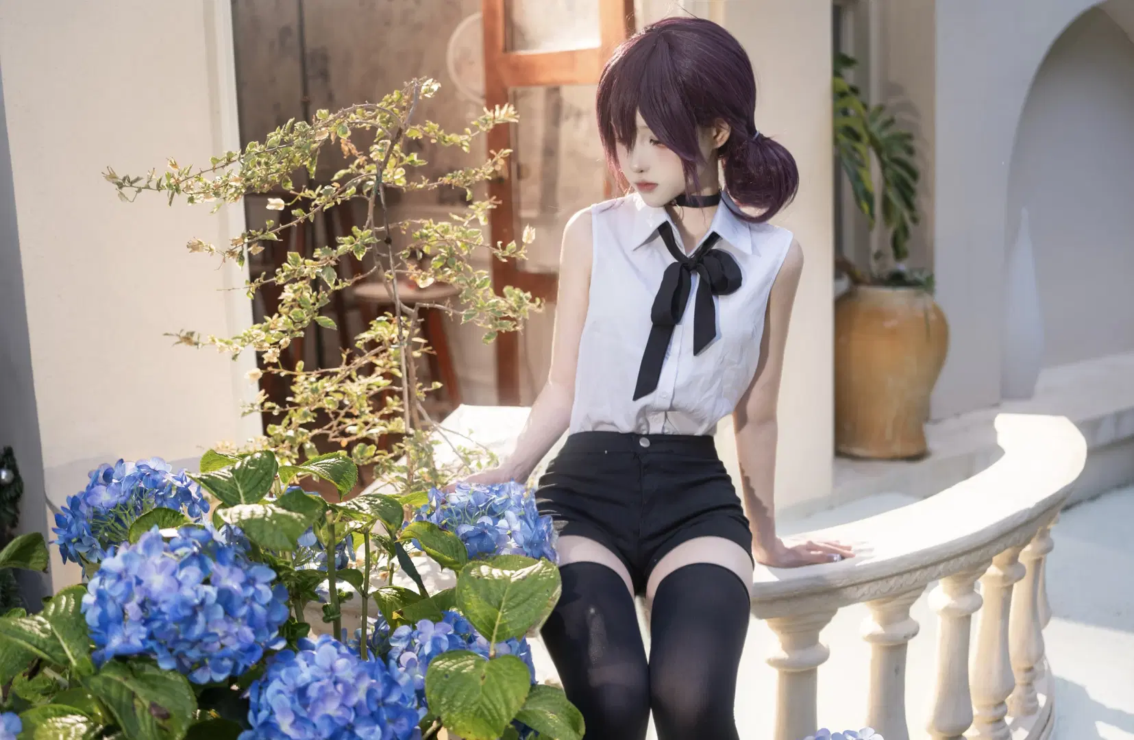 【蕾塞cos】电锯人里的紫发少女与绣球花 - TIBADO - 第8张